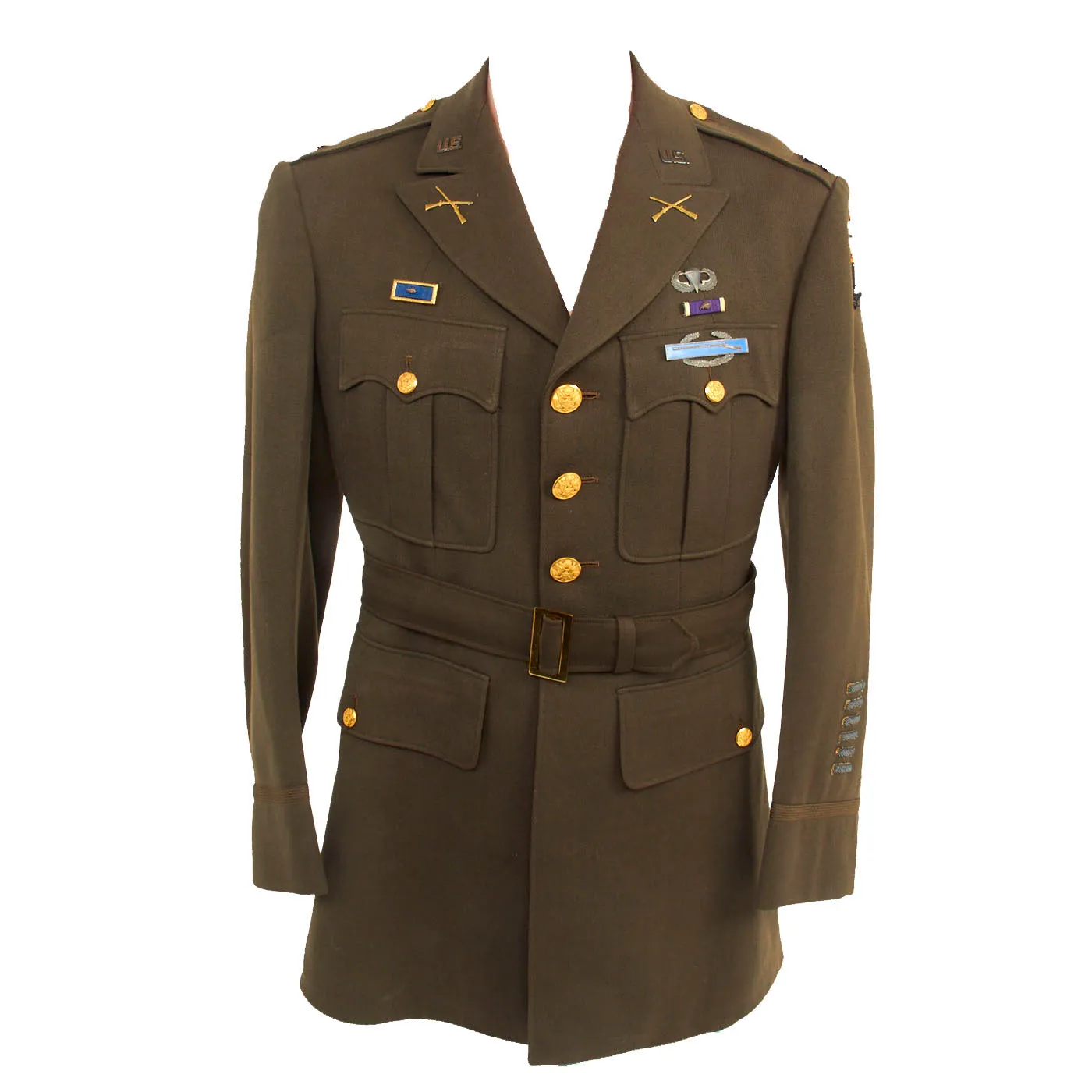 Original U.S. WWII US Army 101st Airborne Division Patched Officer’s Winter Service Class A Uniform Coat