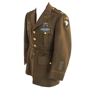 Original U.S. WWII US Army 101st Airborne Division Patched Officer’s Winter Service Class A Uniform Coat