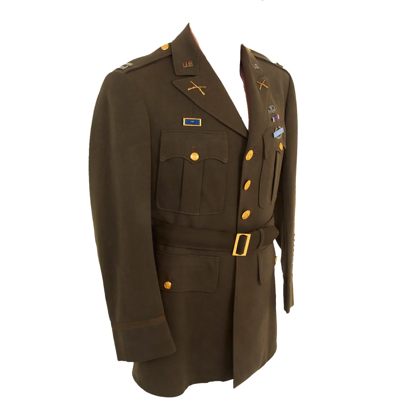 Original U.S. WWII US Army 101st Airborne Division Patched Officer’s Winter Service Class A Uniform Coat