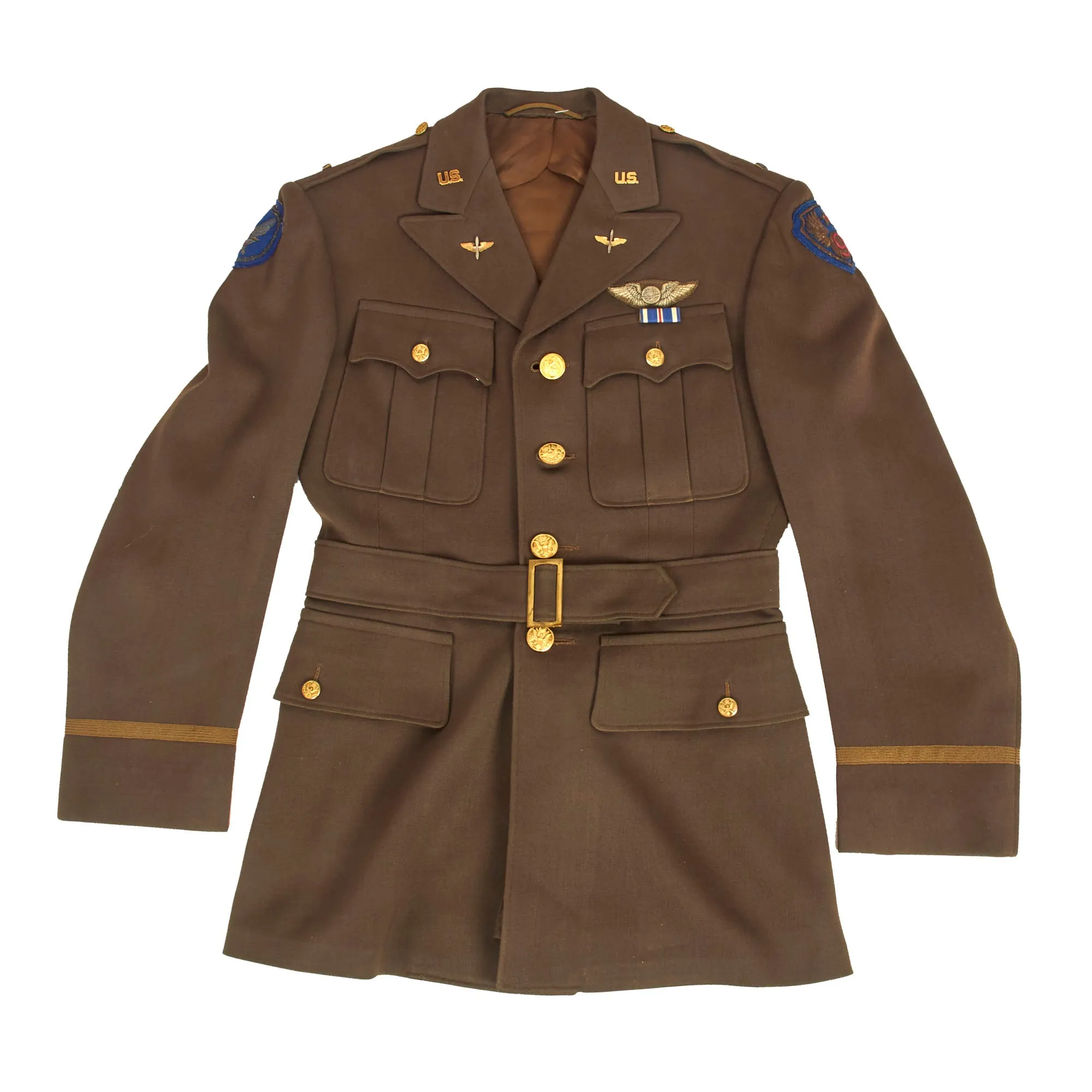 Original U.S. WWII US Army 9th Air Force Navigator Bullion Patched Officer’s Winter Service Class A Uniform Coat