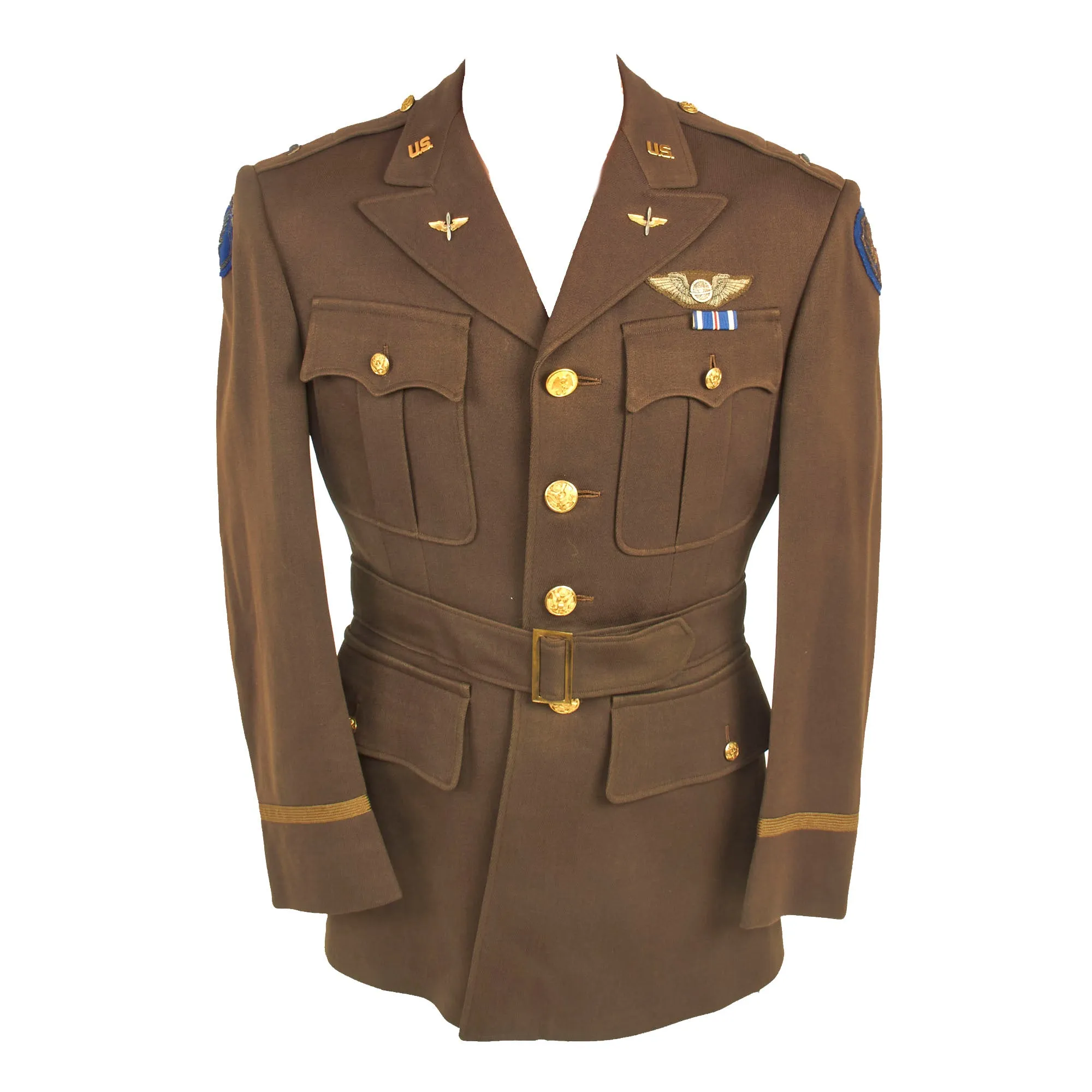 Original U.S. WWII US Army 9th Air Force Navigator Bullion Patched Officer’s Winter Service Class A Uniform Coat