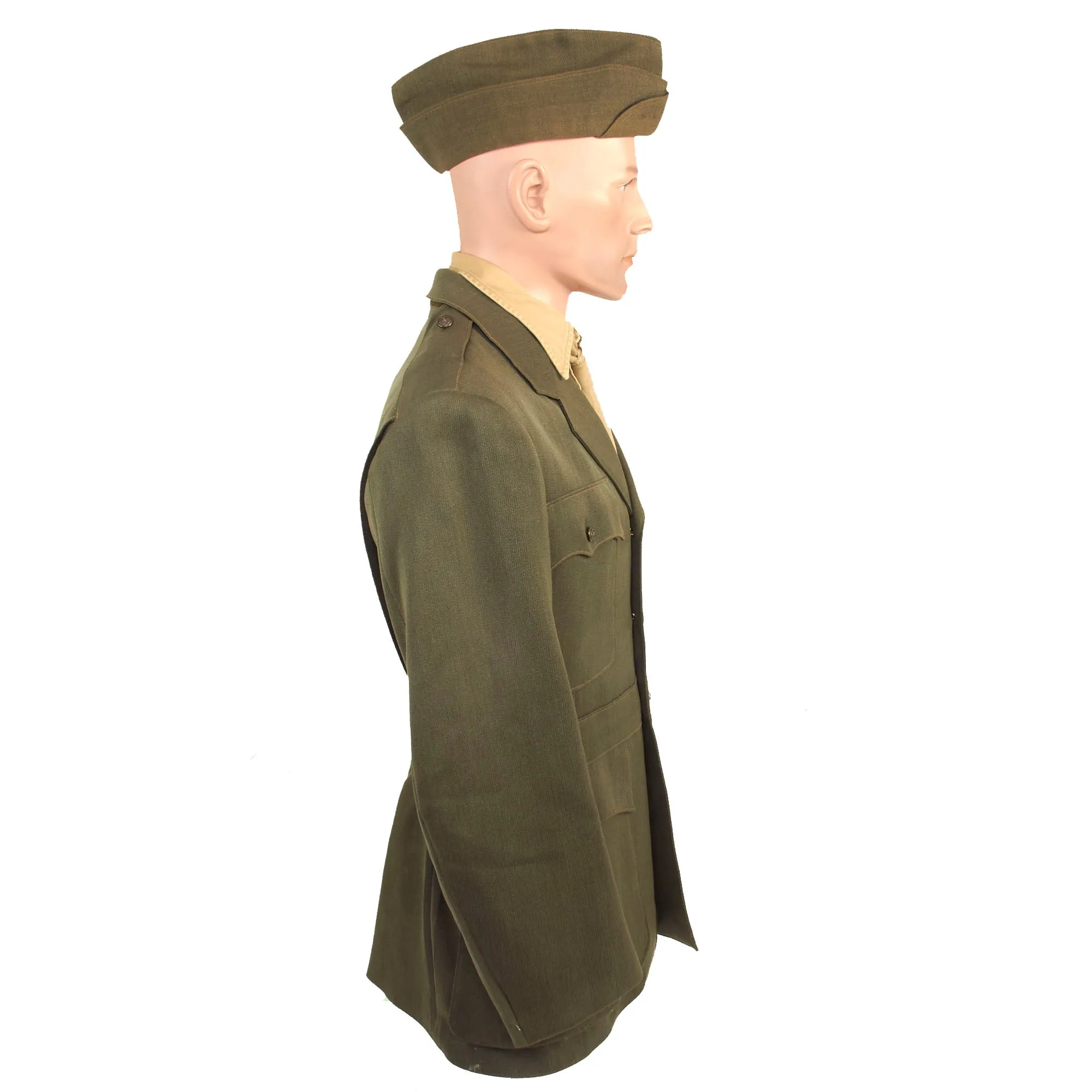 Original U.S. WWII US Navy Aviation Winter Working Uniform Set With Jacket, Shirt, Tie, Trousers and Overseas Cap - Chief Aerographer's Mate