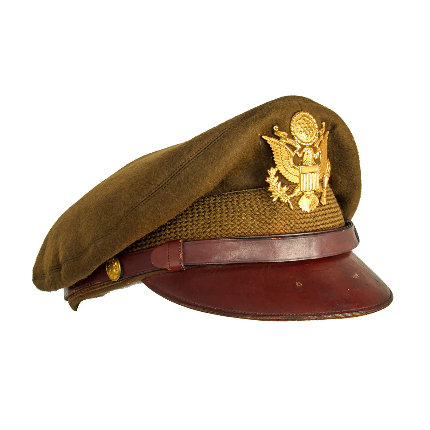 Original U.S. WWII USAAF Named Officer Winter Crush Visor Cap by Luxenberg of New York