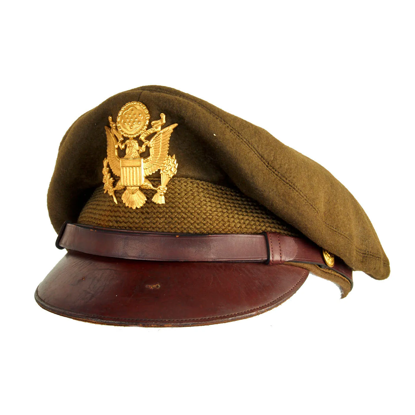 Original U.S. WWII USAAF Named Officer Winter Crush Visor Cap by Luxenberg of New York