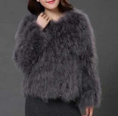 Ostrich Wool Fur Coat