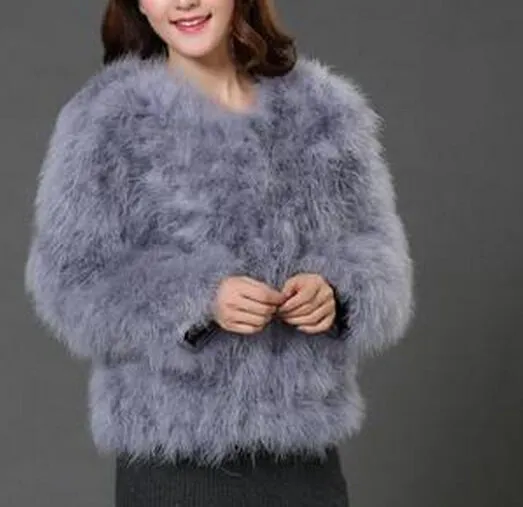 Ostrich Wool Fur Coat