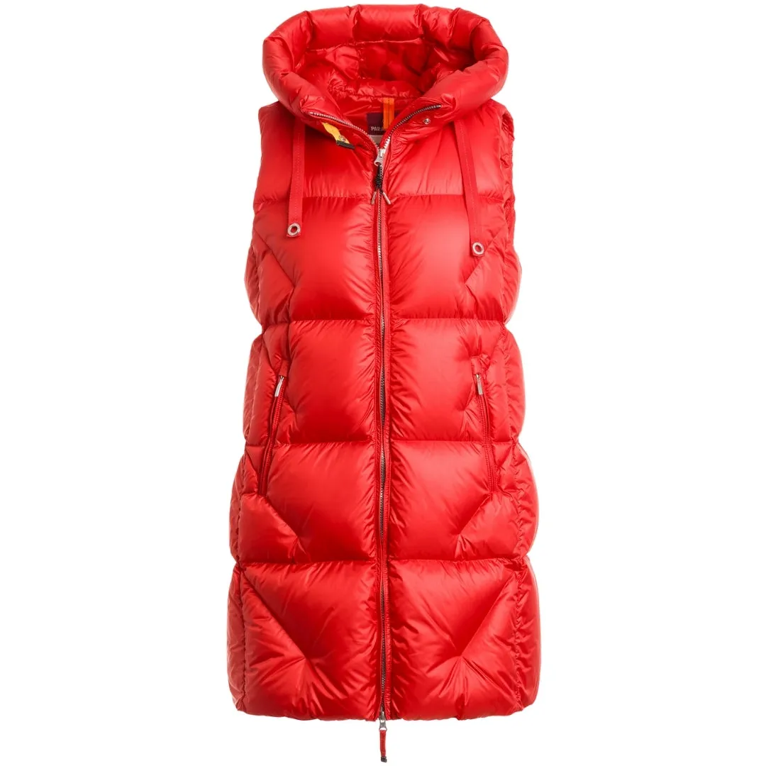 Parajumpers Zuly Red Long Down Gilet Jacket