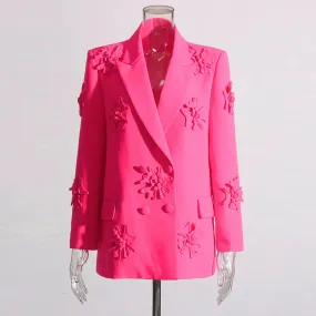 Patchwork Floral Blazers For Women Notched Collar Long Sleeve Slim Temperament Blazer Female Fashion Clothing