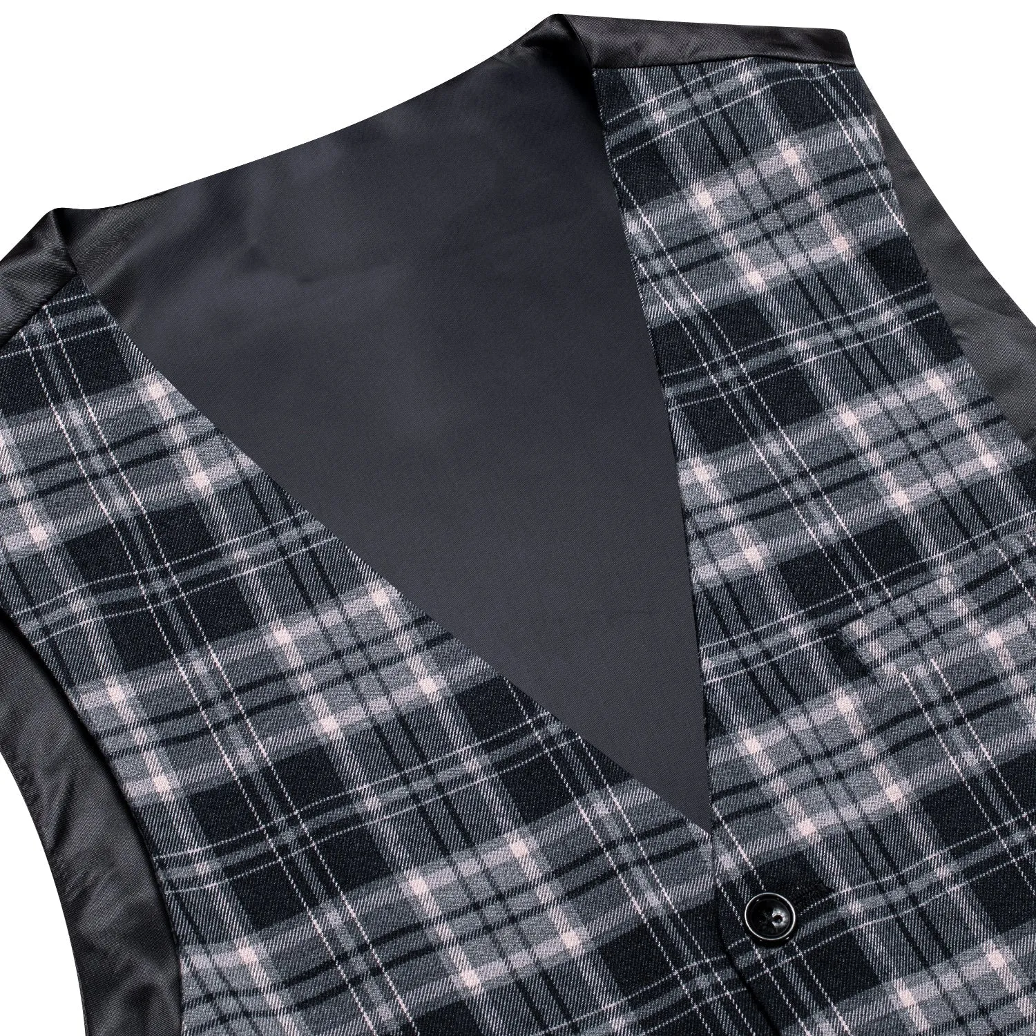 Pink Grey Plaid Wool Splicing Jacquard Men's Vest