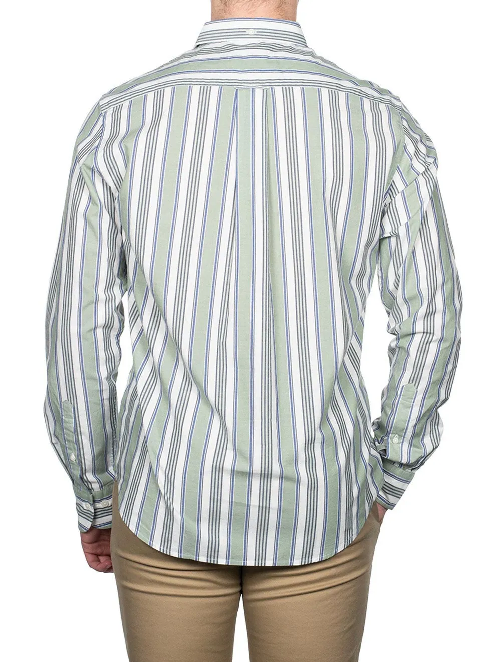 Regular Fit Multistripe Oxford Shirt Kalamata Green