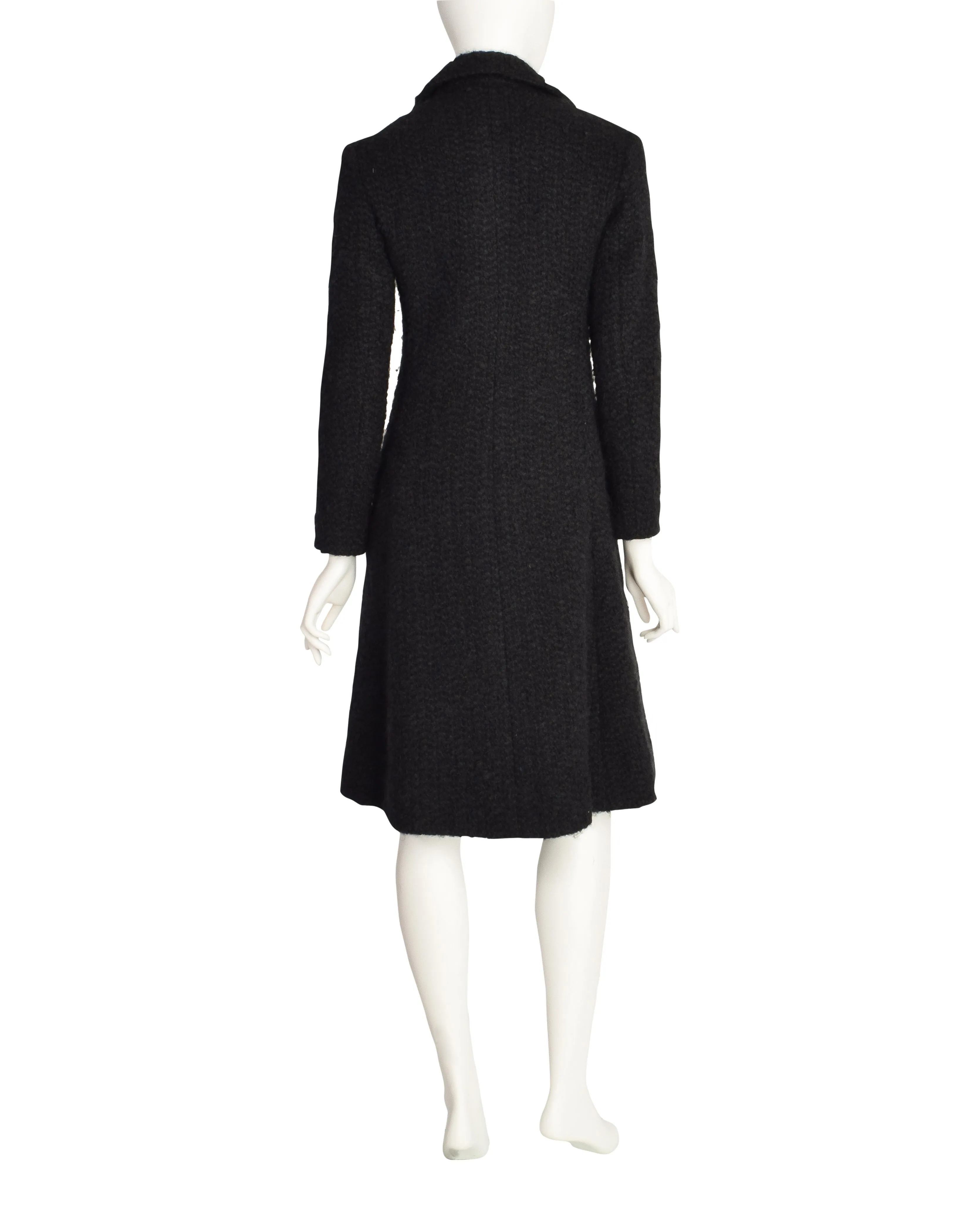 Roberta di Camerino Vintage 1978 Black Boucle Wool Coat