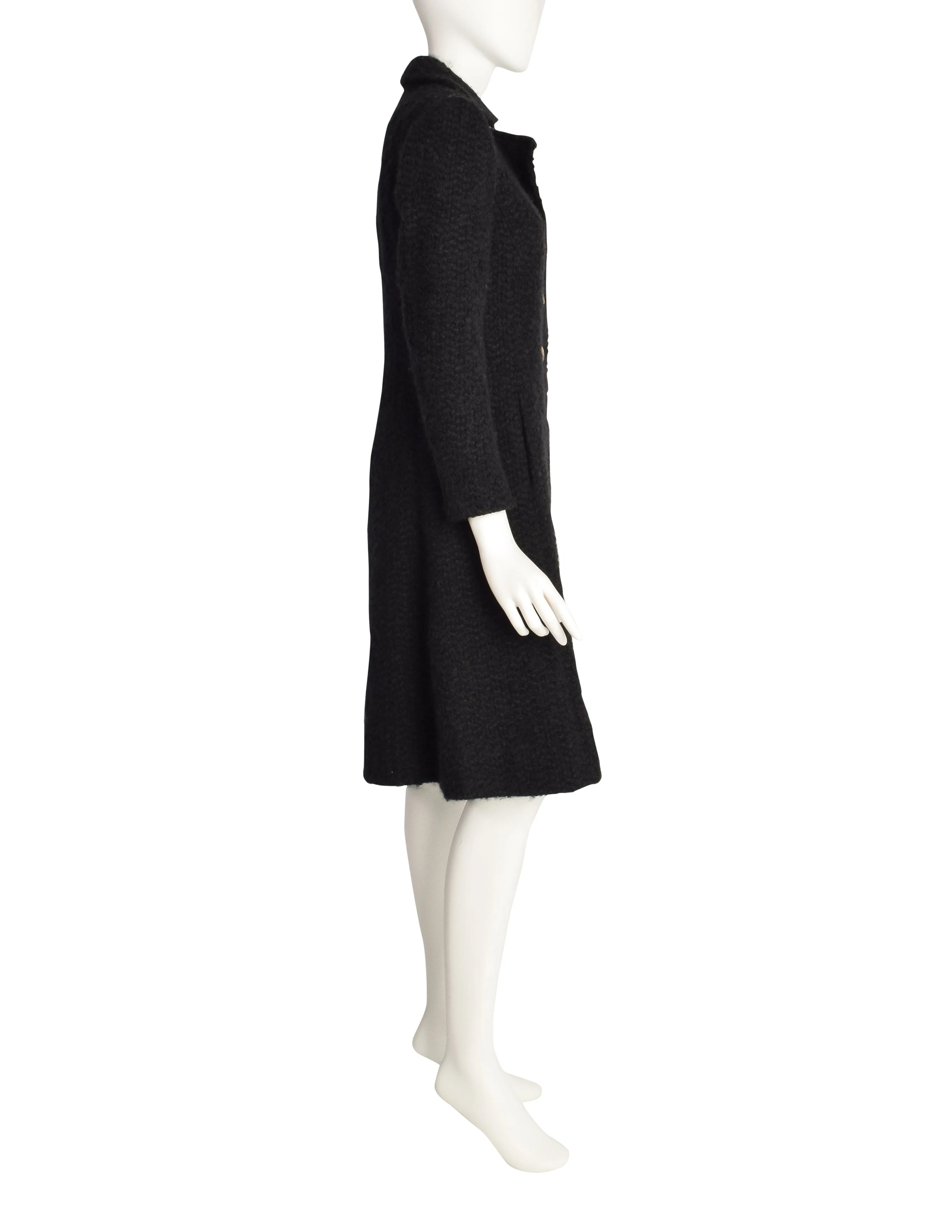 Roberta di Camerino Vintage 1978 Black Boucle Wool Coat