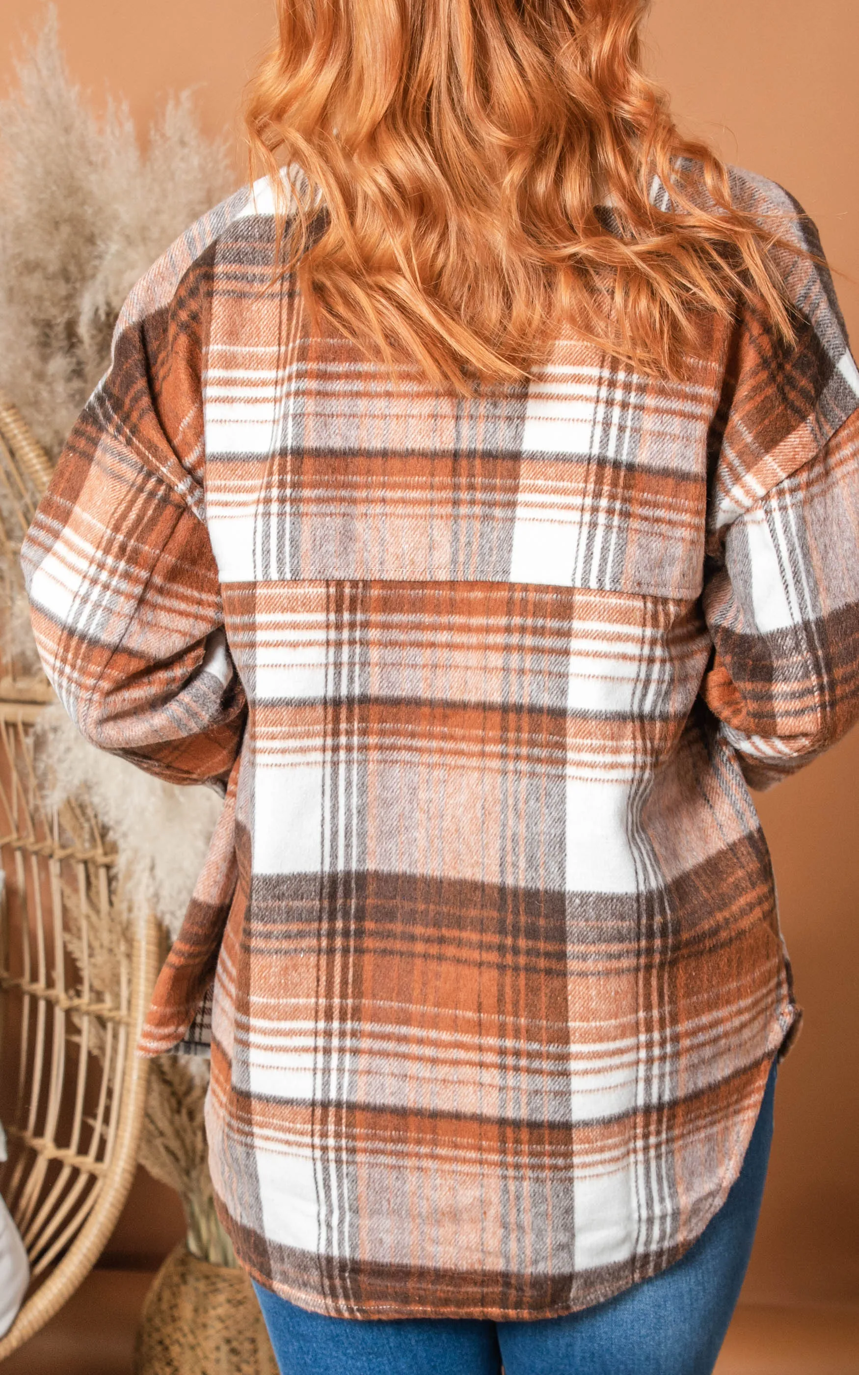 Rust Plaid Oversized Shacket