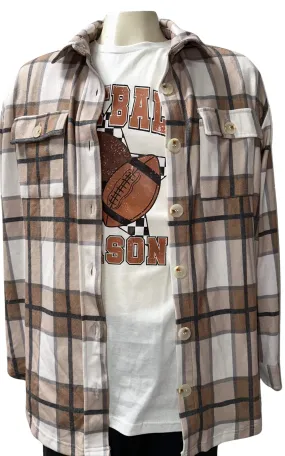 Salty Wave Mocha Plaid Shacket