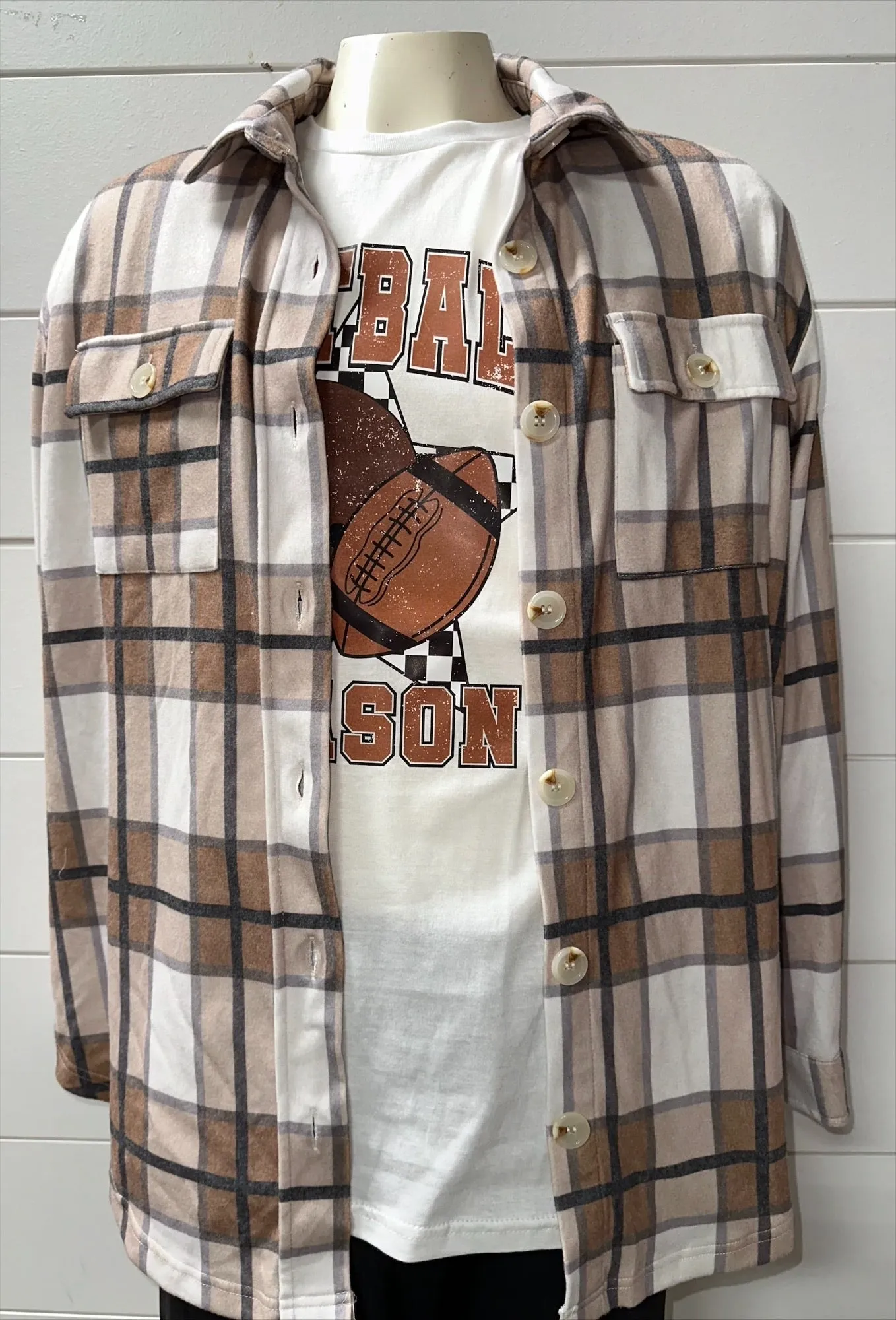 Salty Wave Mocha Plaid Shacket