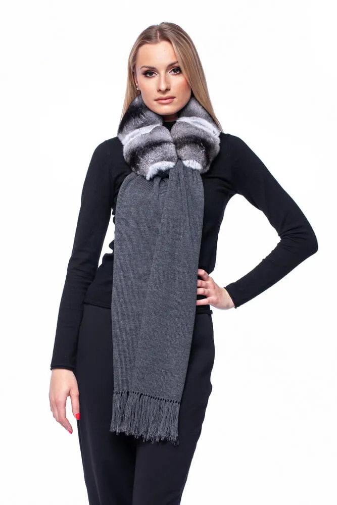 Scarf With Chinchilla Fur Collar