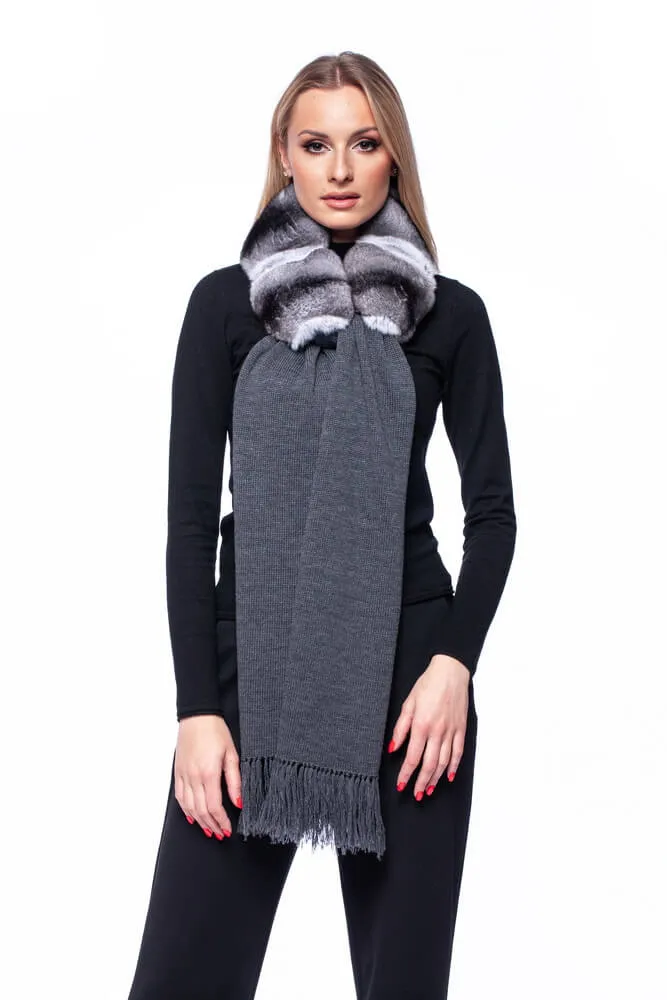 Scarf With Chinchilla Fur Collar