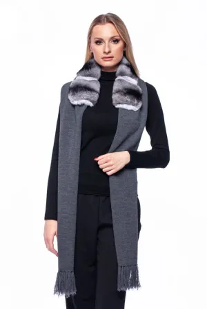 Scarf With Chinchilla Fur Collar