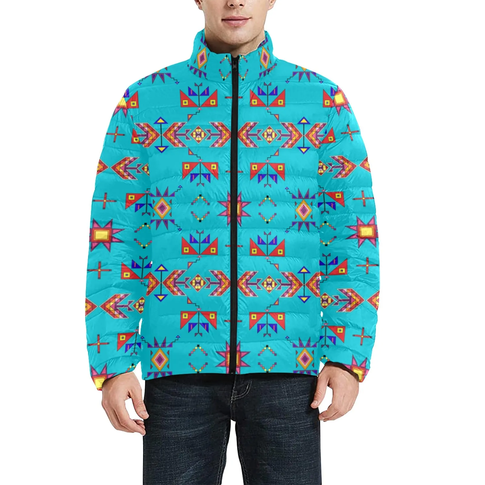 Scattered Generations Turquoise Men's Padded Jacket