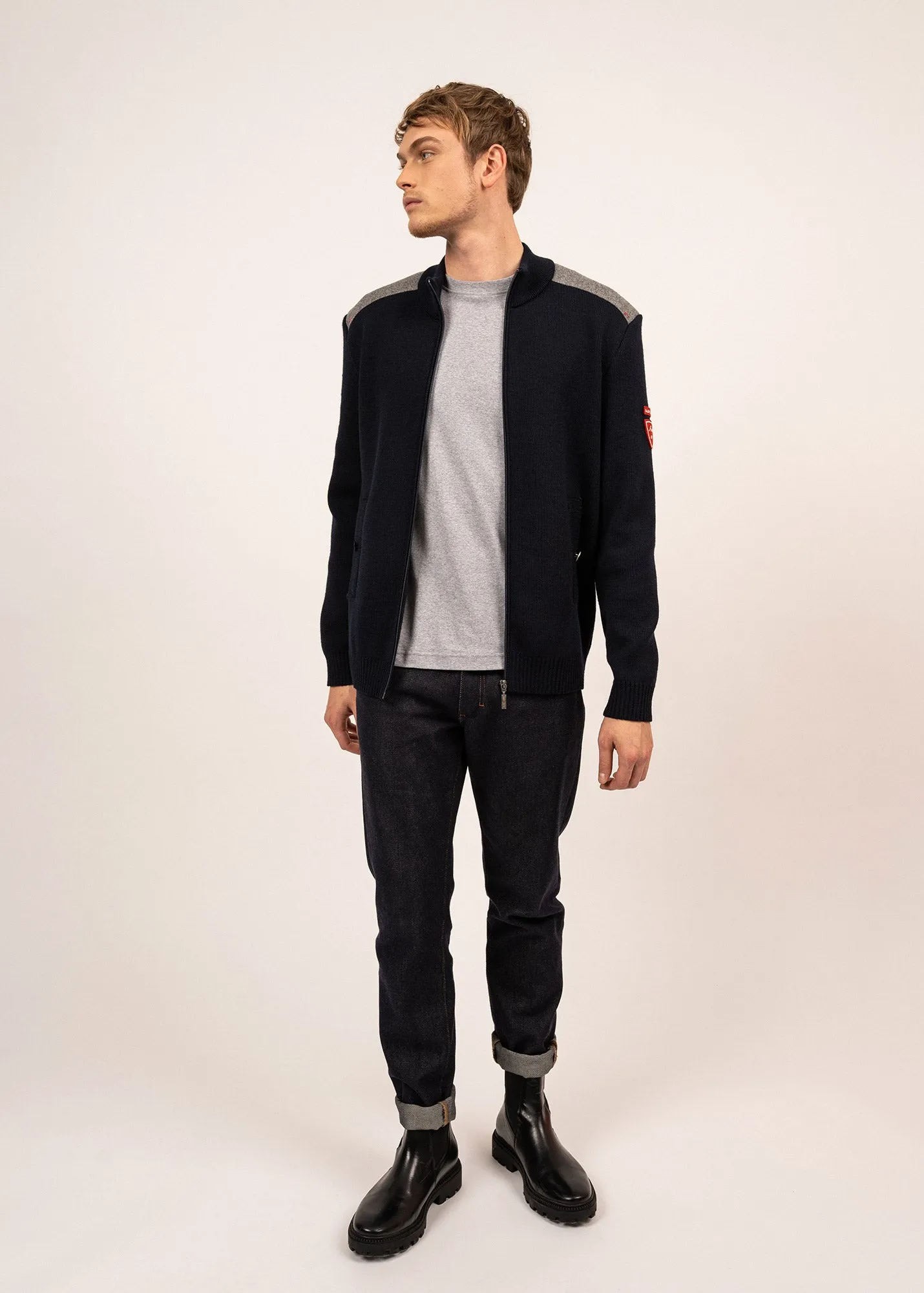 Serac Arpin zipped jacket in wool and wool cloth - SAINT JAMES x ARPIN (NAVY)