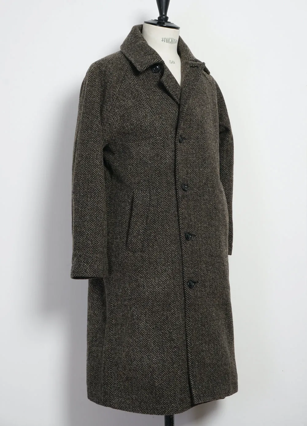 SIGURD | Long Lined Wool Coat | Brown Tweed