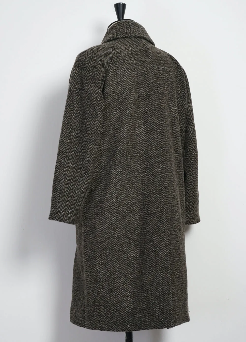 SIGURD | Long Lined Wool Coat | Brown Tweed