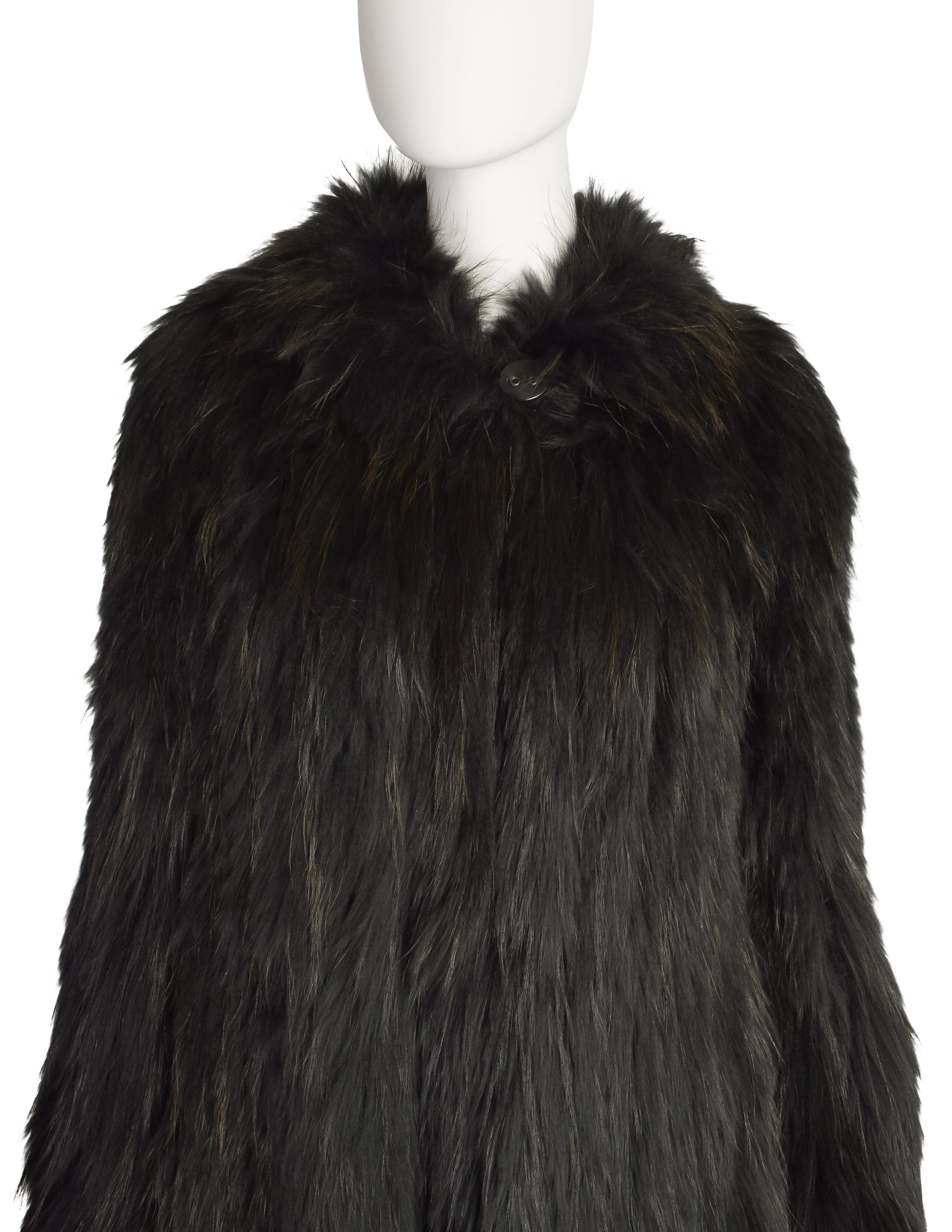 Sonia Rykiel Vintage Black Silver Fox Fur Knit Coat