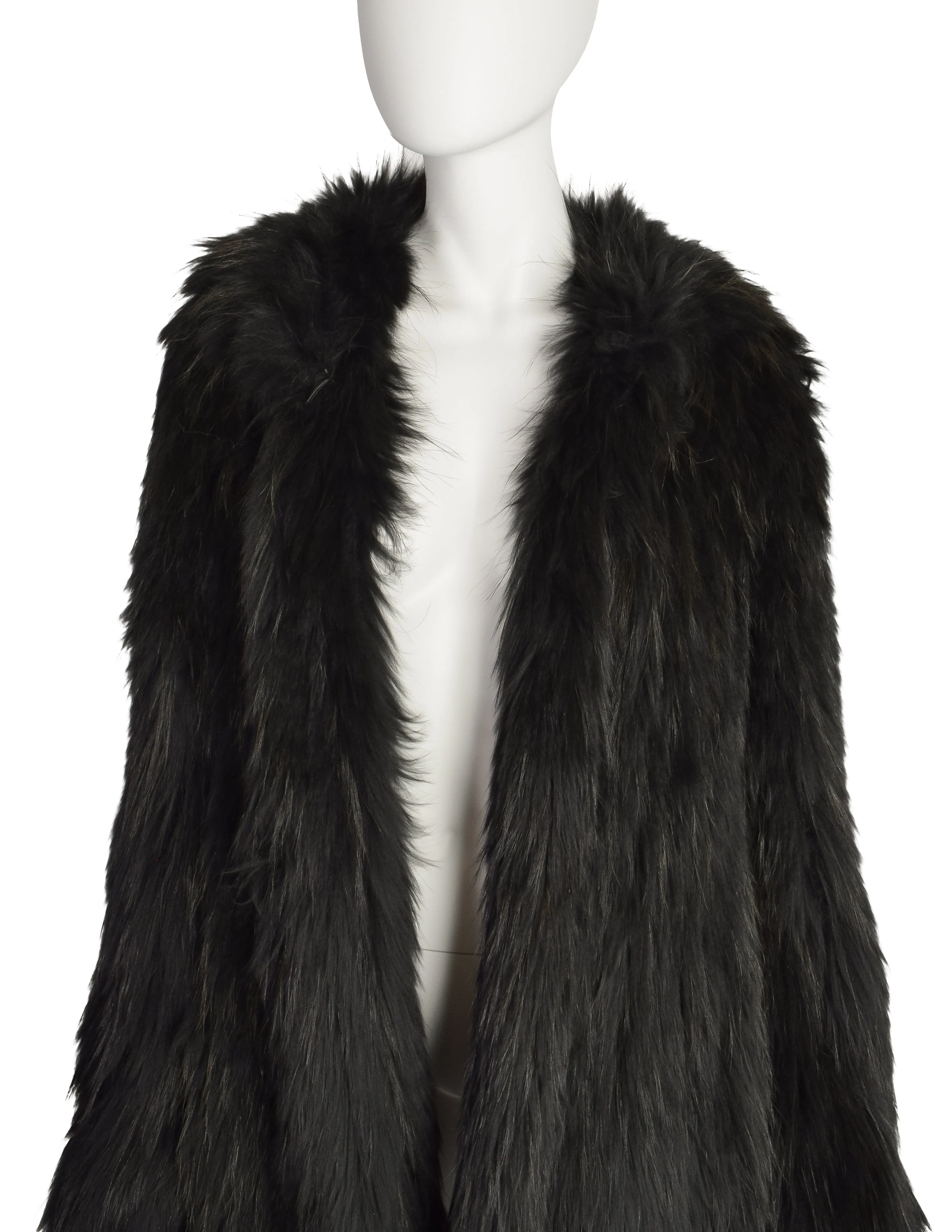 Sonia Rykiel Vintage Black Silver Fox Fur Knit Coat