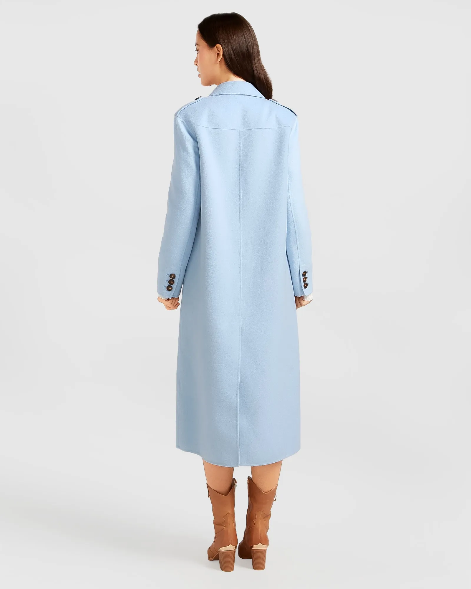 Tainted Love Longline Coat - Sky Blue