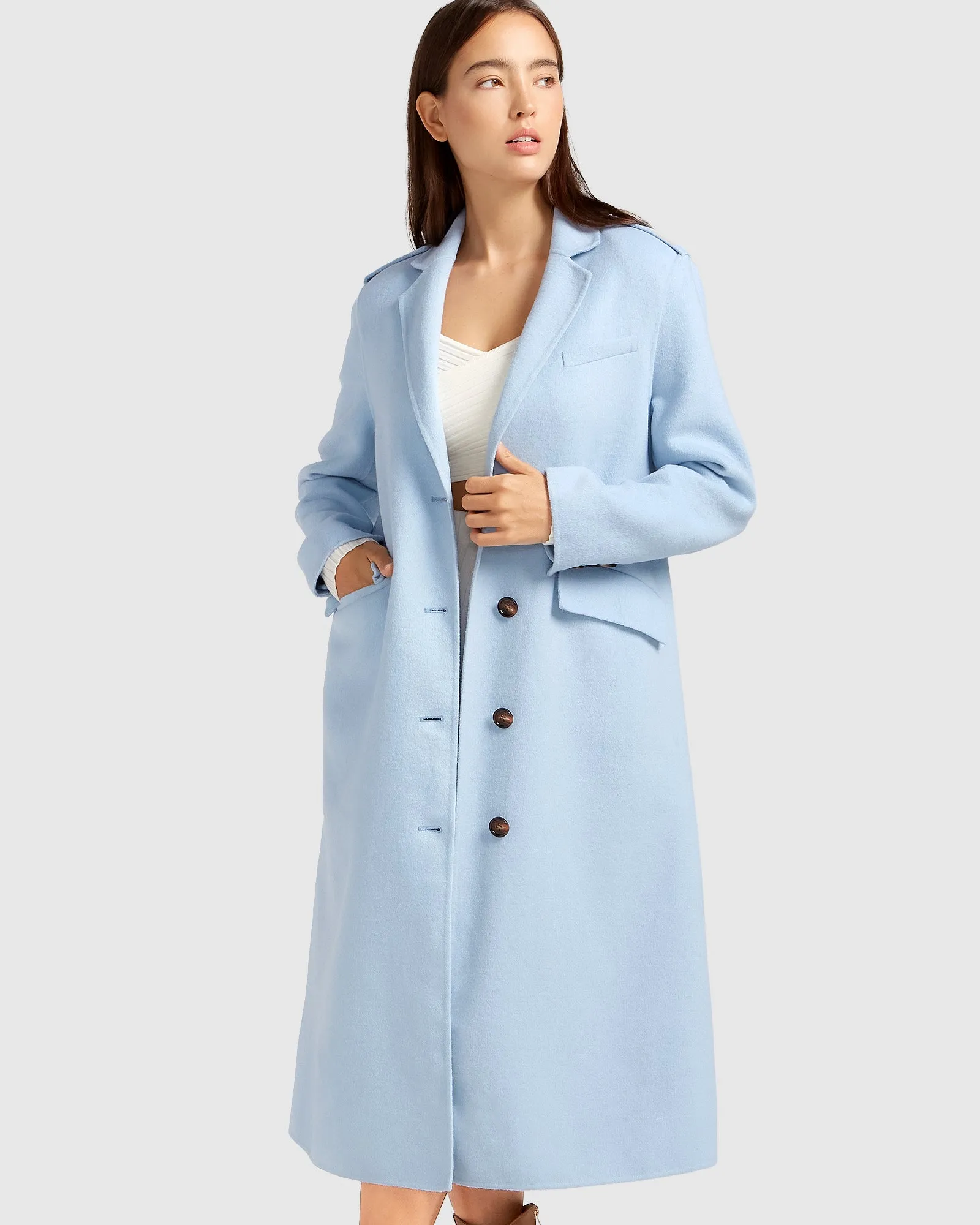 Tainted Love Longline Coat - Sky Blue