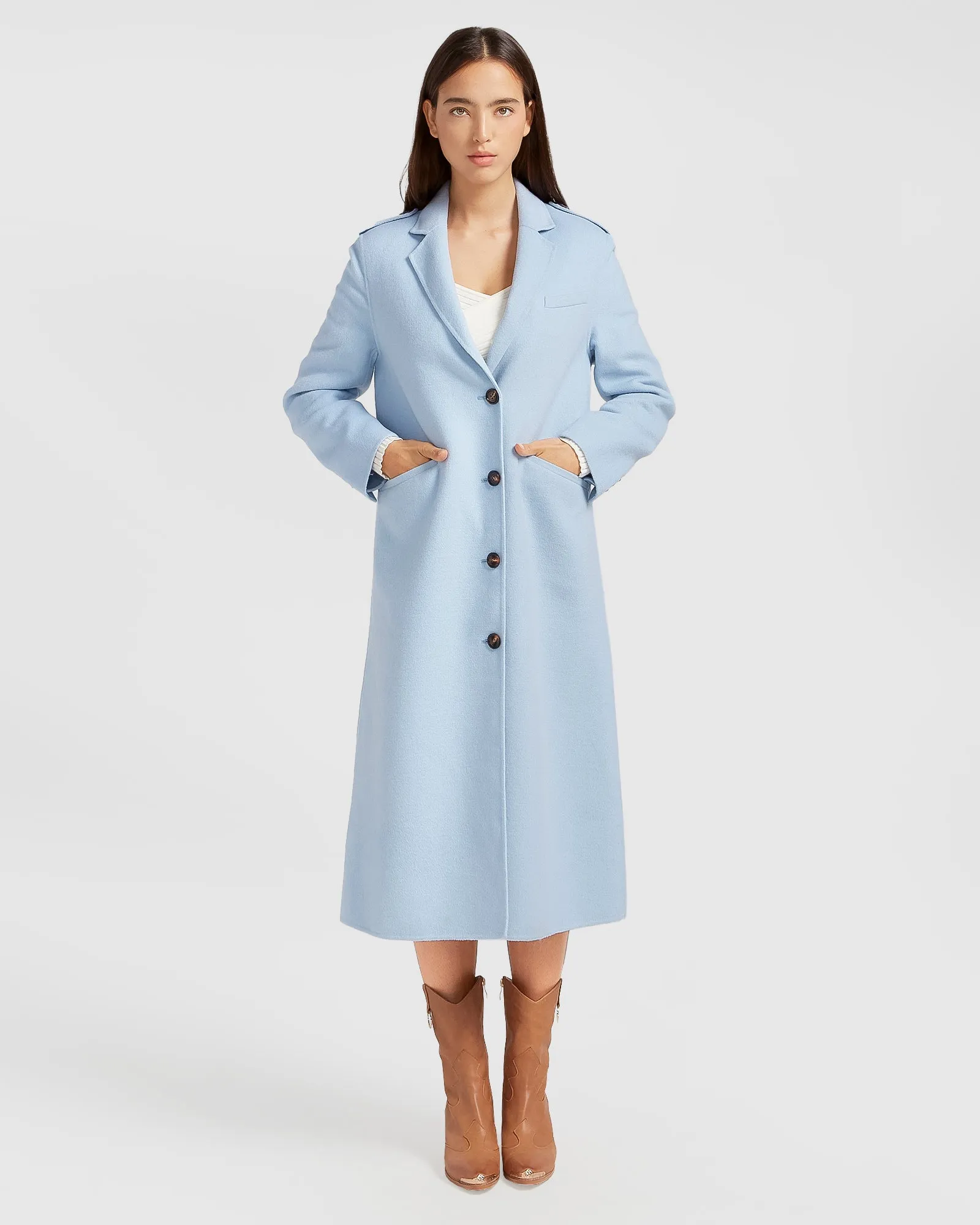 Tainted Love Longline Coat - Sky Blue