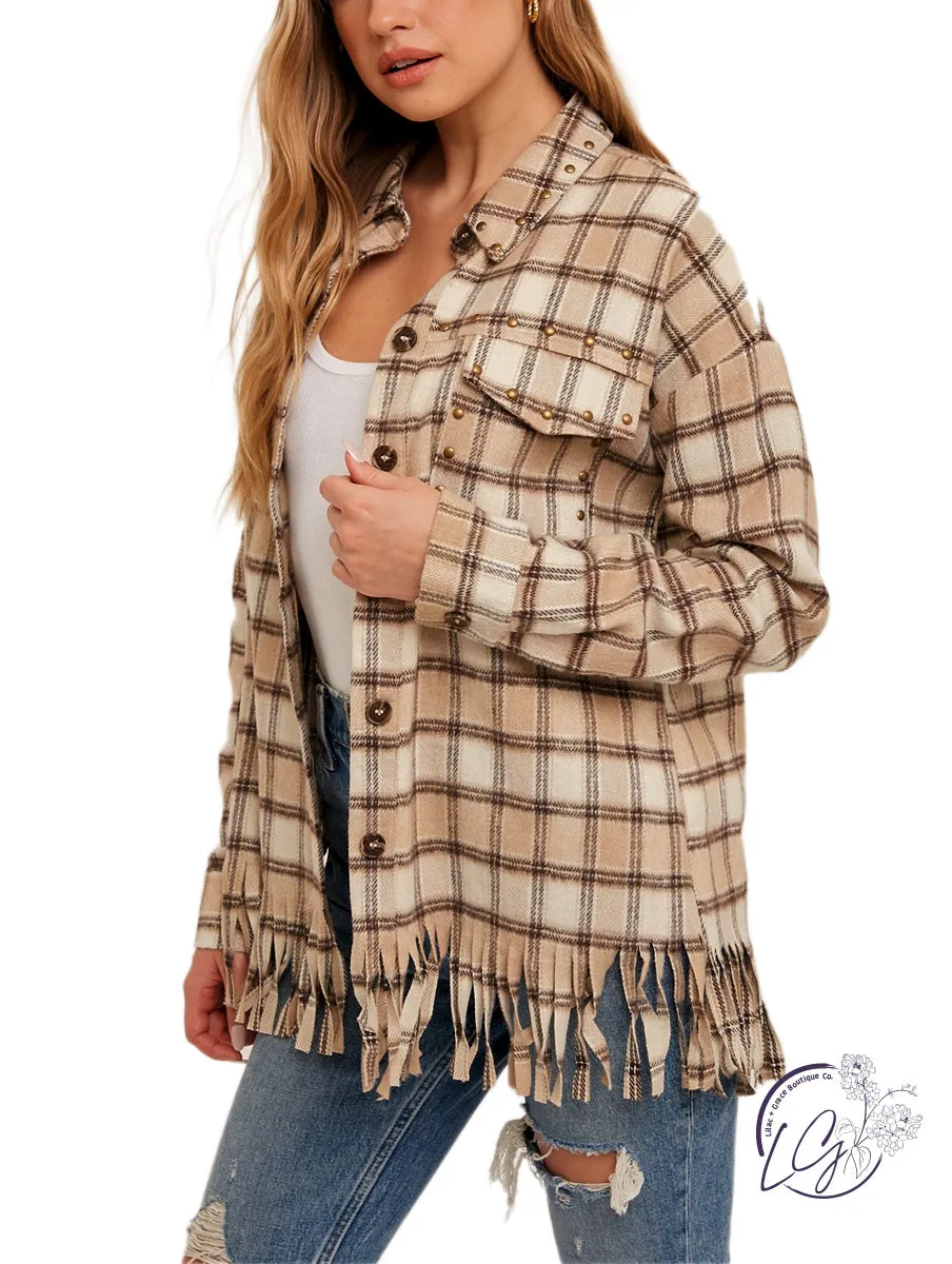 Taking On Fringe Plaid Shacket