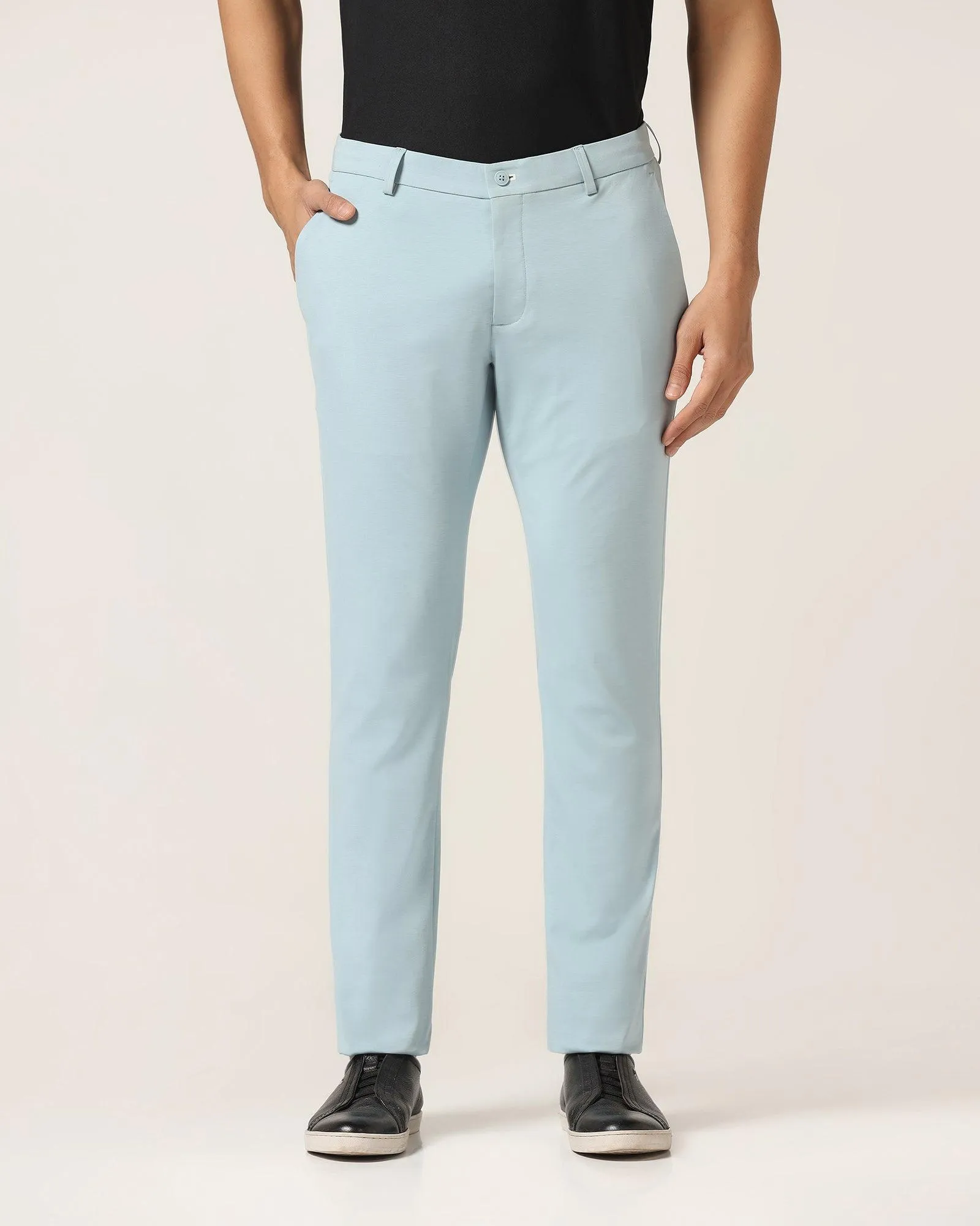 TechPro Slim Fit B-91 Casual Ice Blue Solid Khakis - Ziea