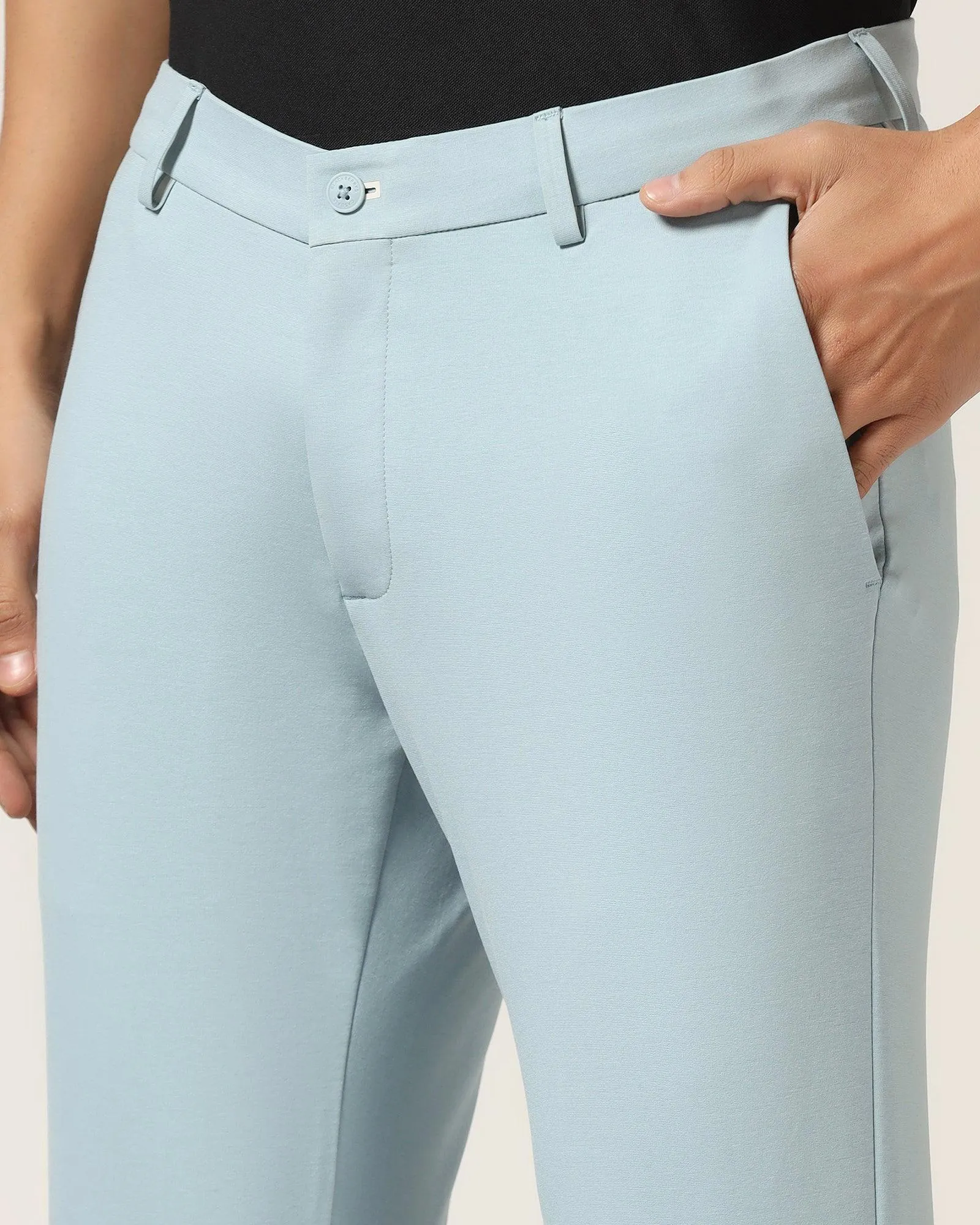 TechPro Slim Fit B-91 Casual Ice Blue Solid Khakis - Ziea