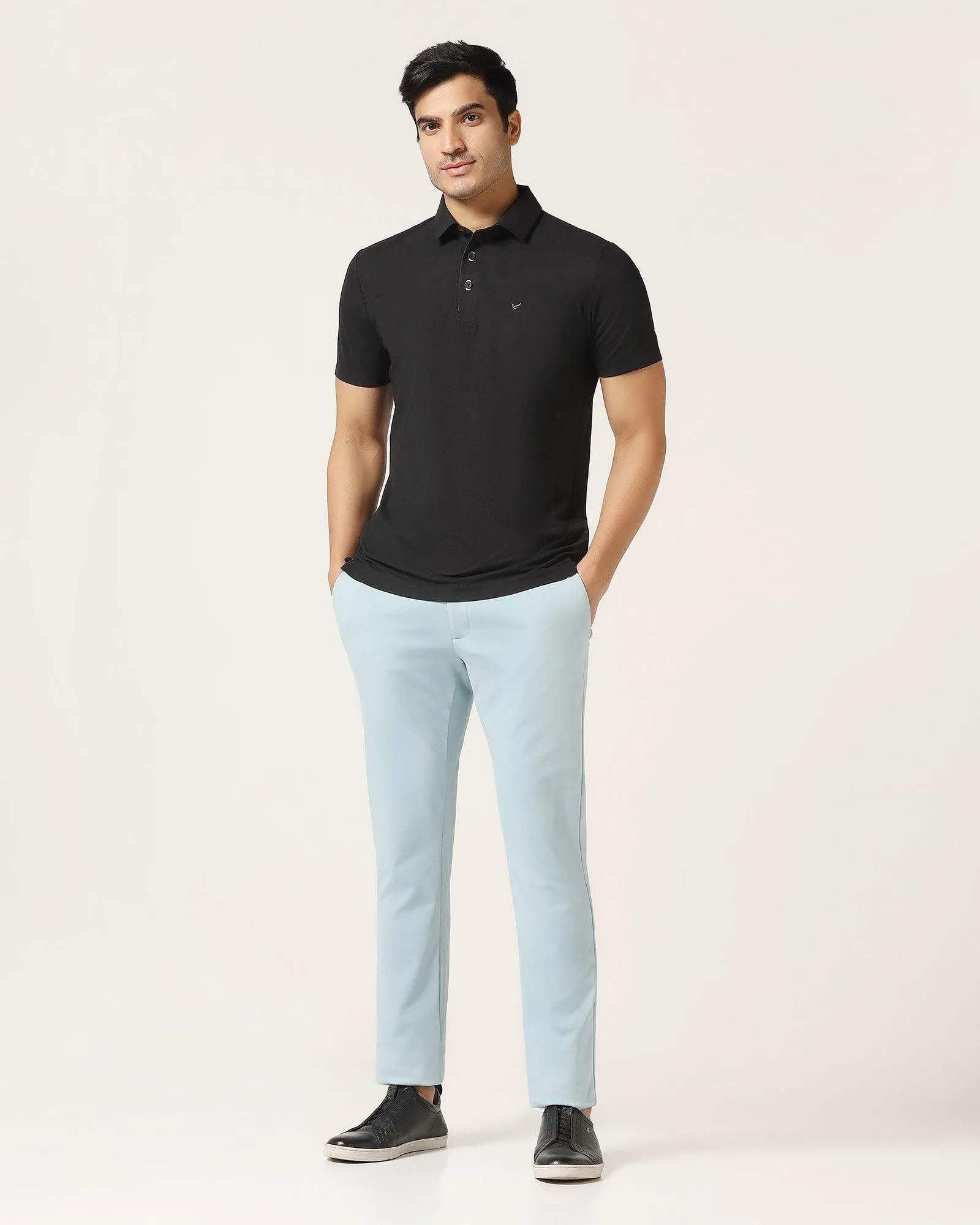 TechPro Slim Fit B-91 Casual Ice Blue Solid Khakis - Ziea