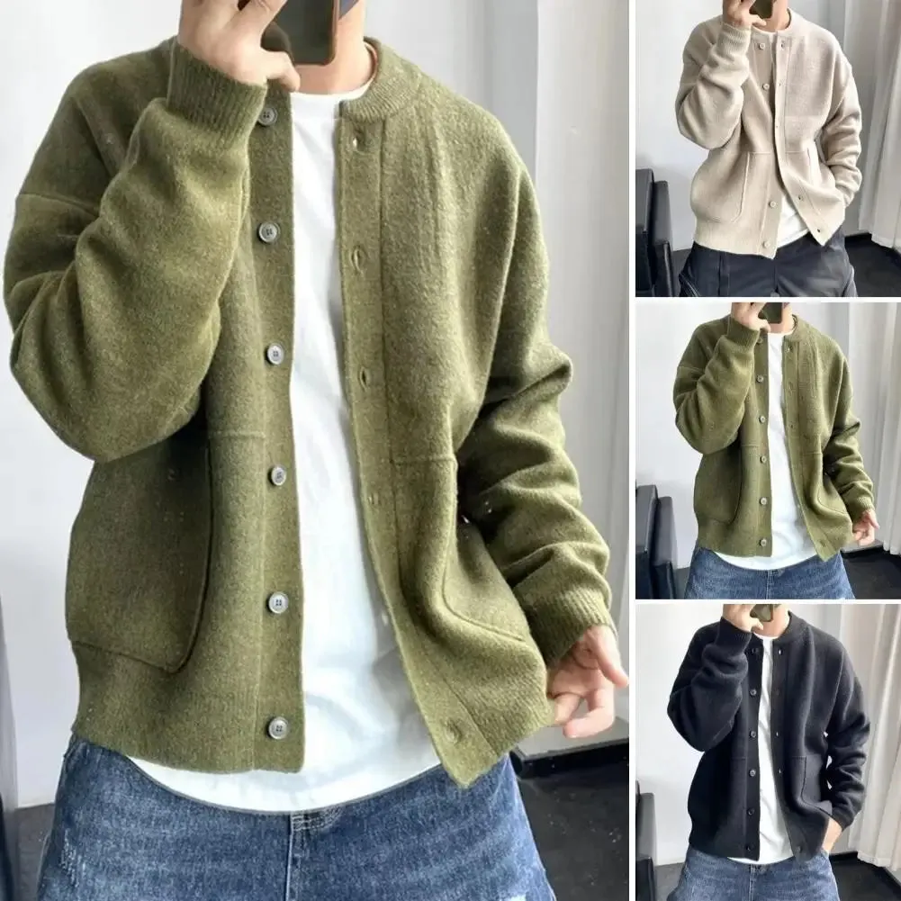 Toleet Y2K Street Style 2024 Spring New Light Luxury Fashion Cardigan Men Knitted Sweater Round Neck Jacket Loose Sweater Coat Boutique DressSimpleStyle