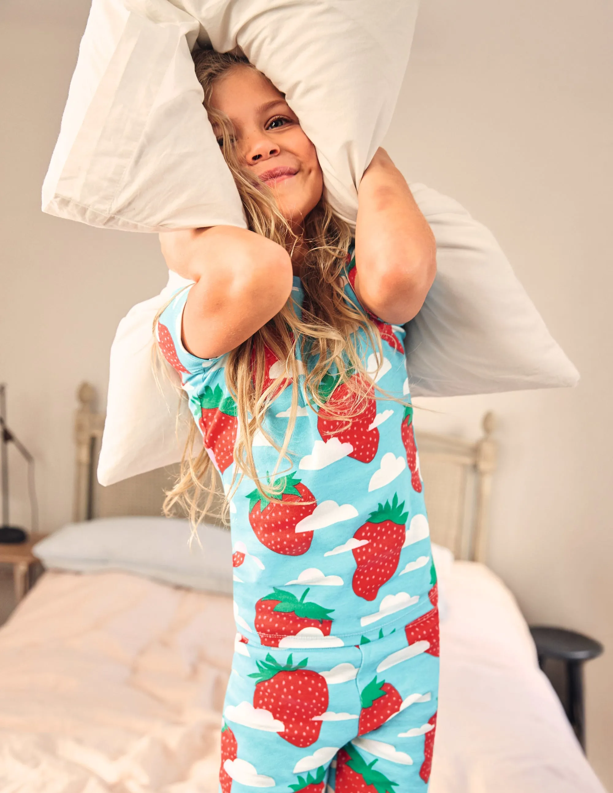 Twin Pack Snug Short Pyjamas-Aqua Blue Strawberry Sky