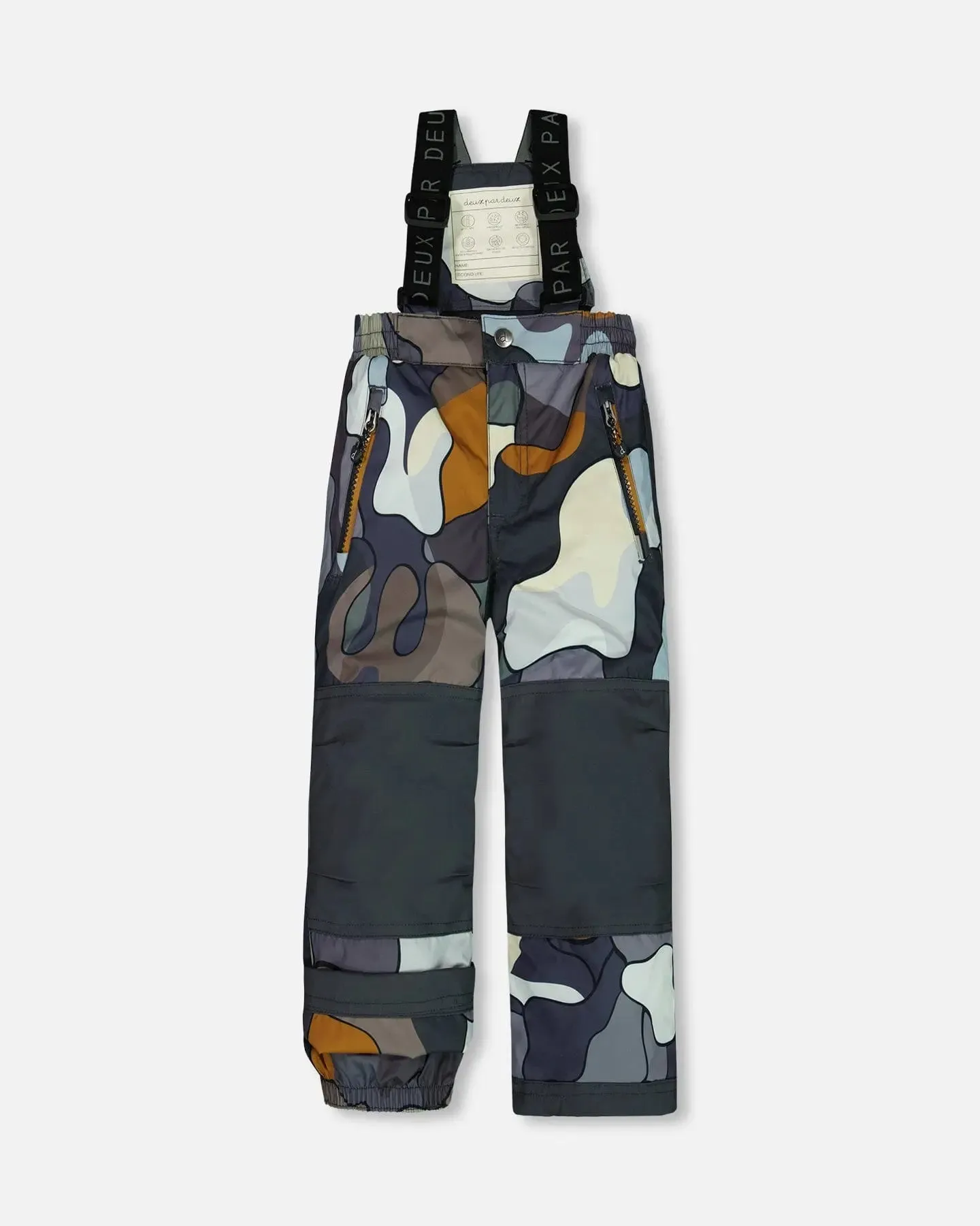 Two Piece Snowsuit Colorblock And Print Camo Dark Gray