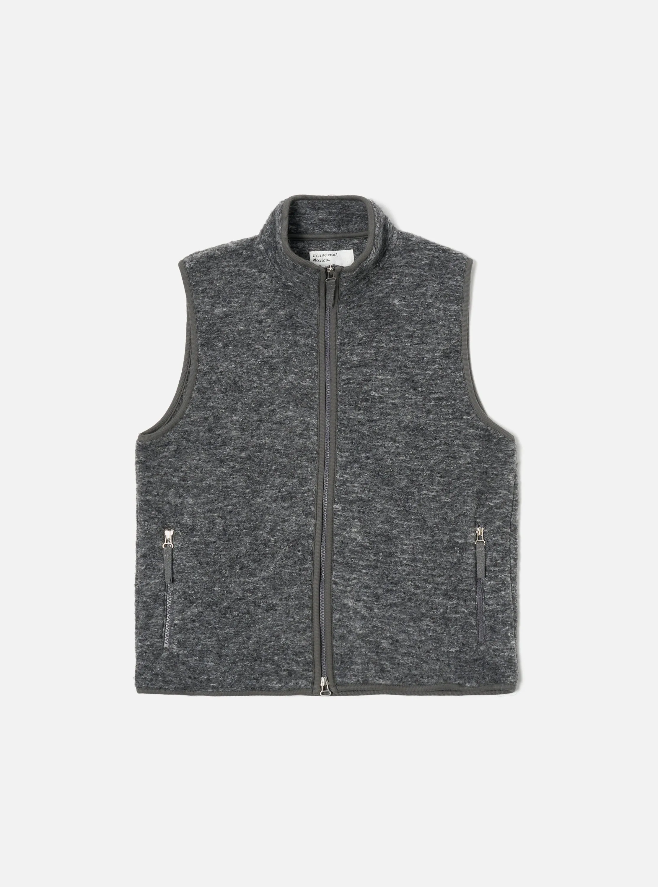 Universal Works Climbing Gilet in Grey Teddy Fleece