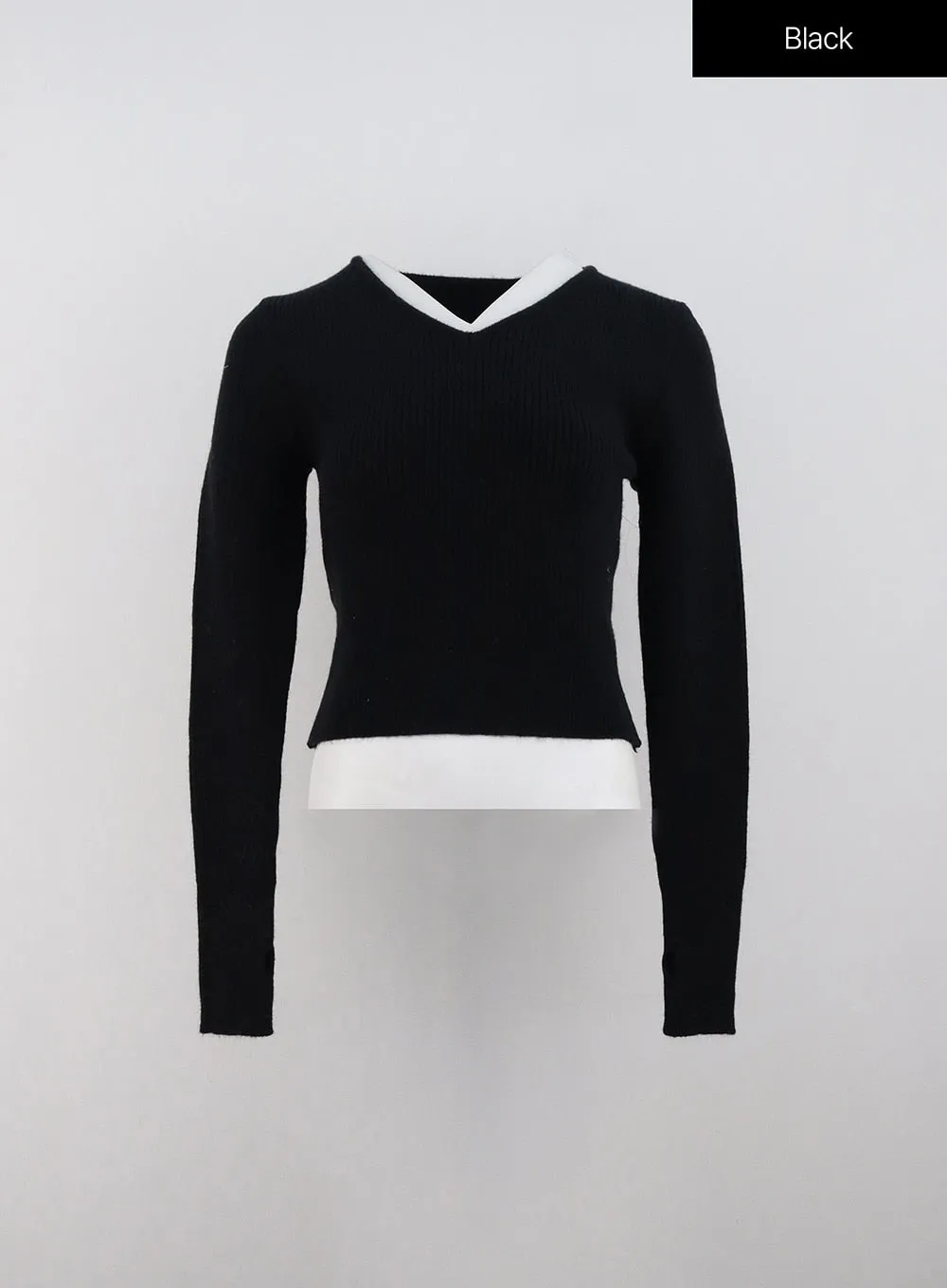 V-Neck Knit Crop Sweater ON330