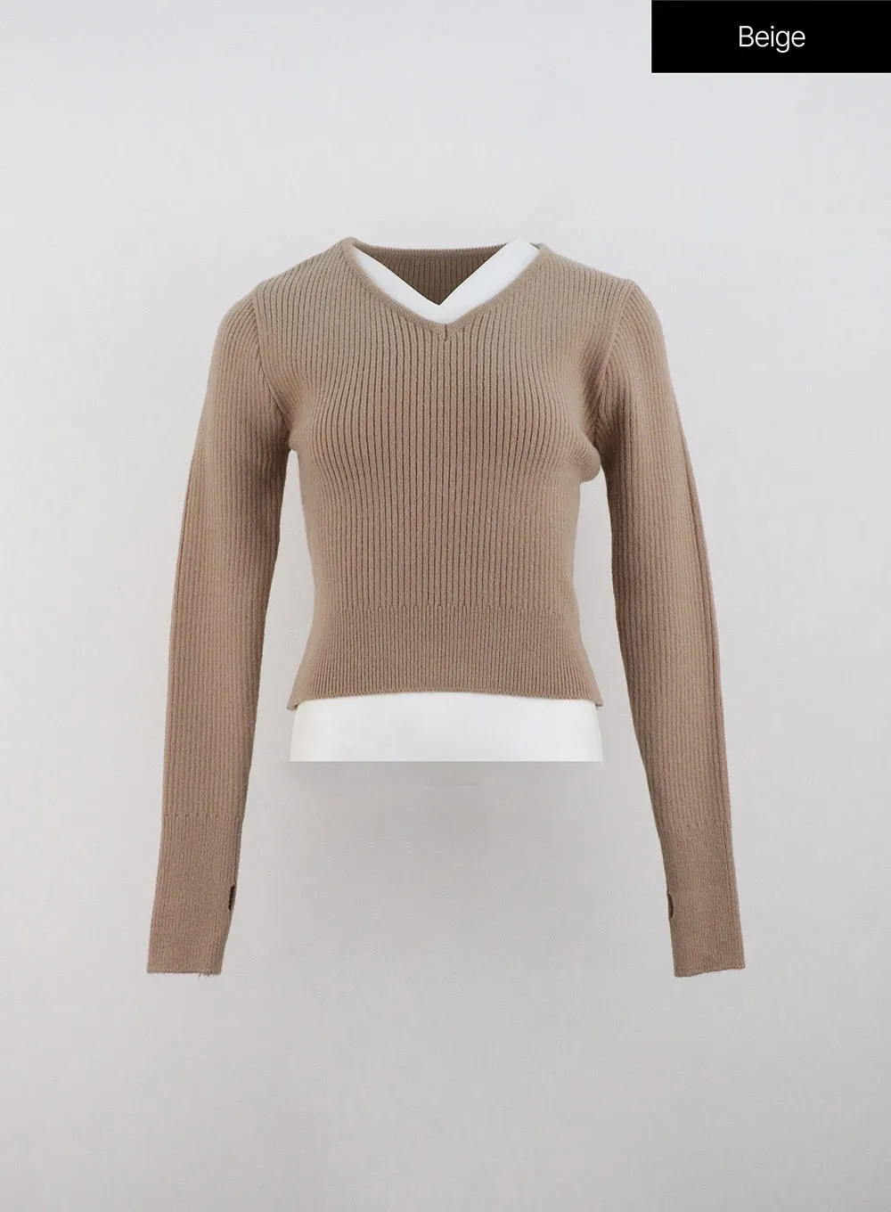 V-Neck Knit Crop Sweater ON330