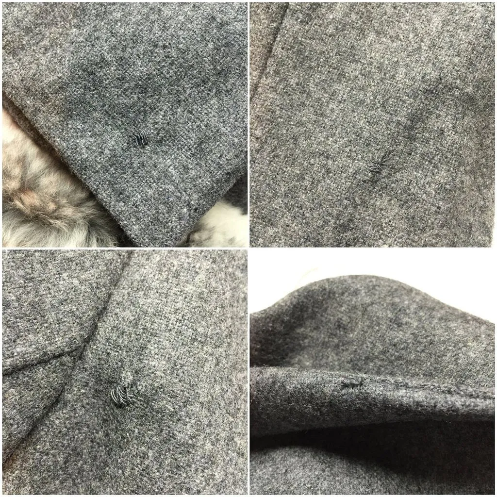 Vintage 1940s Grey Wool Jacket with Fur Trim