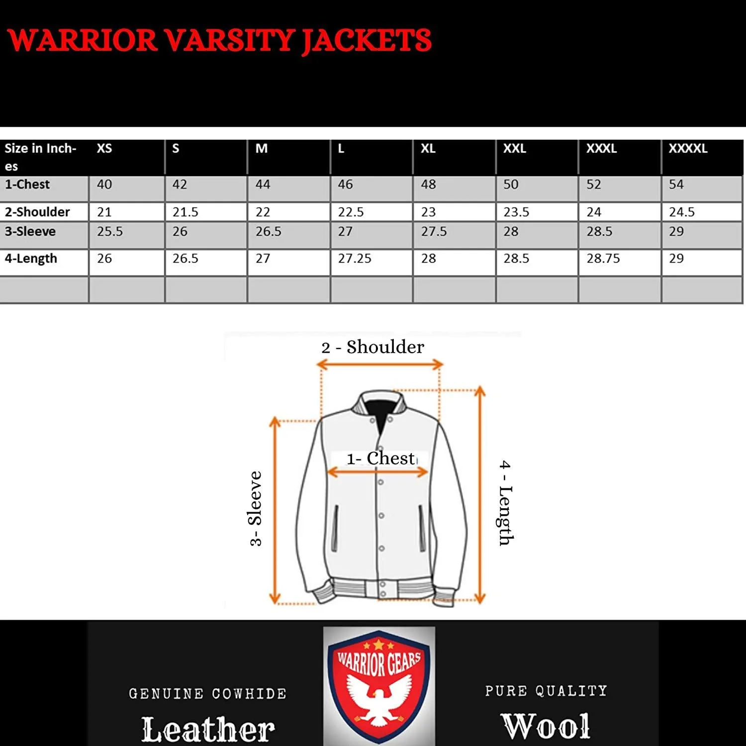 Warrior Gears Classic Varsity Jacket | University | Letterman Bomber Jacket with Hood