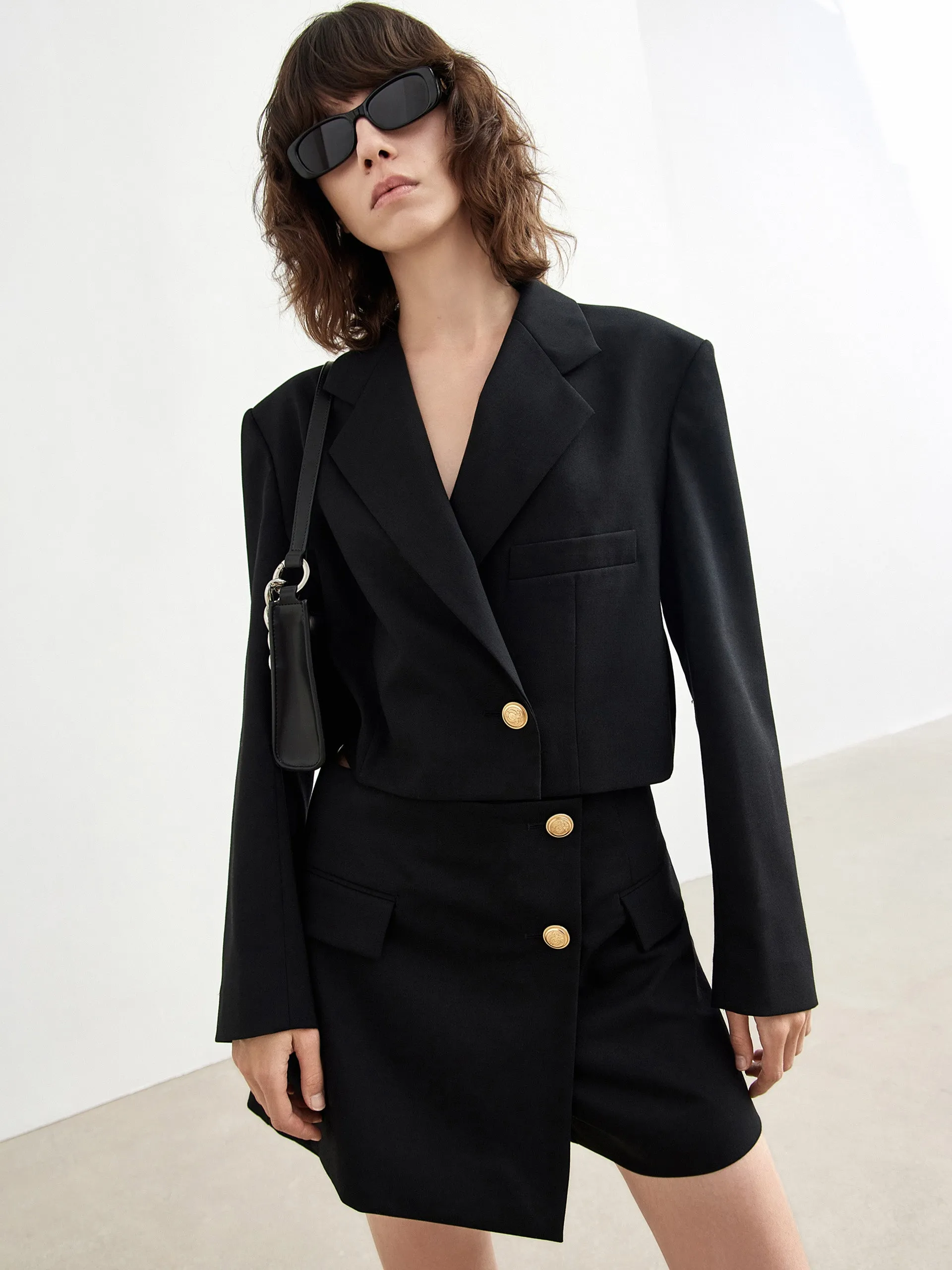 Wool-blend Crop Suit Coat