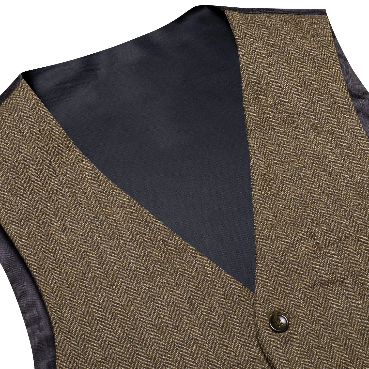 Yellow Brown Solid Wool Splicing Jacquard Men's Vest