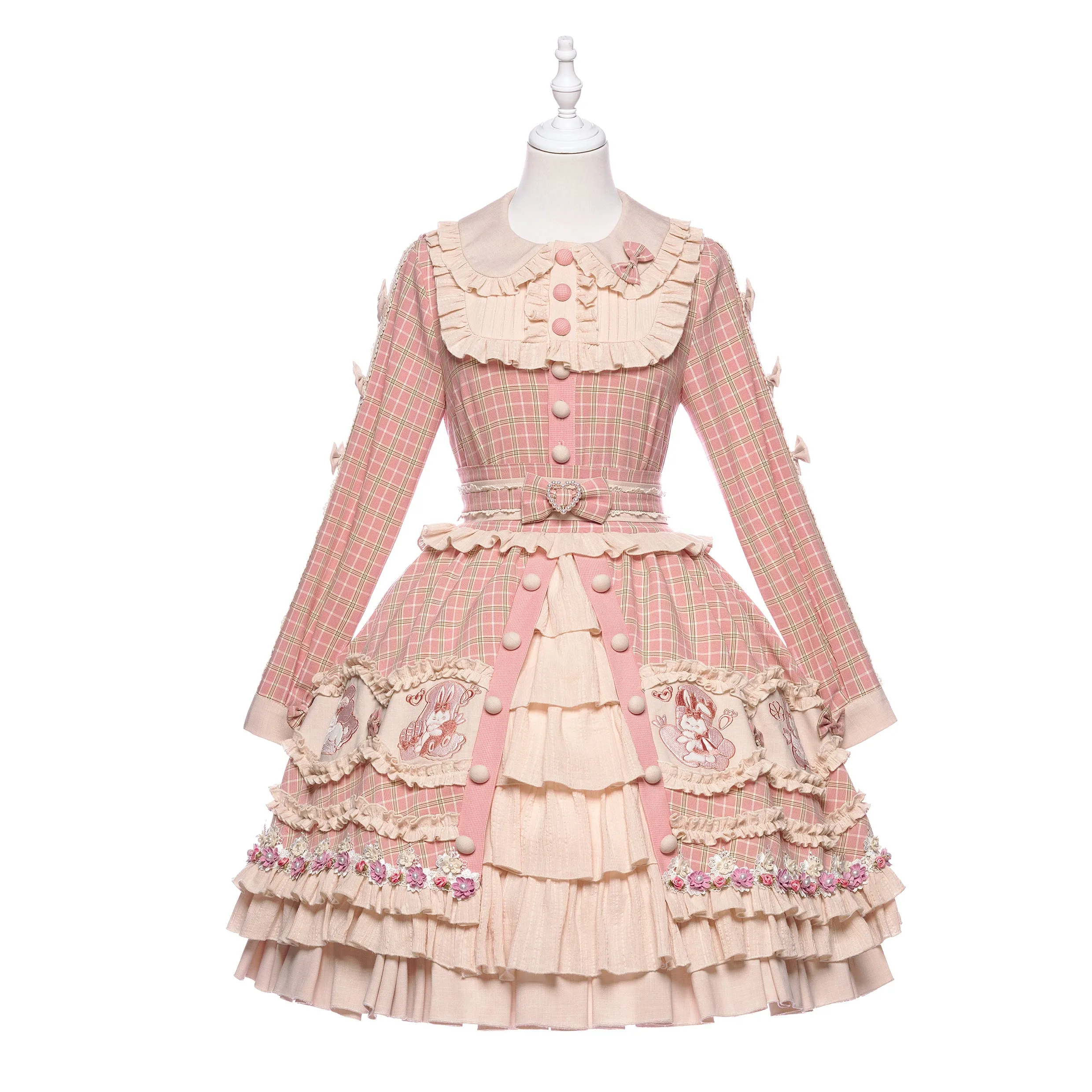 Youpairui~Helford~Sweet Coordinated Lolita Suit Pink Plaid Lolita SK Set