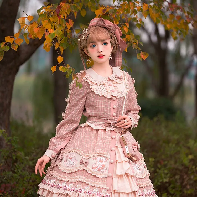 Youpairui~Helford~Sweet Coordinated Lolita Suit Pink Plaid Lolita SK Set