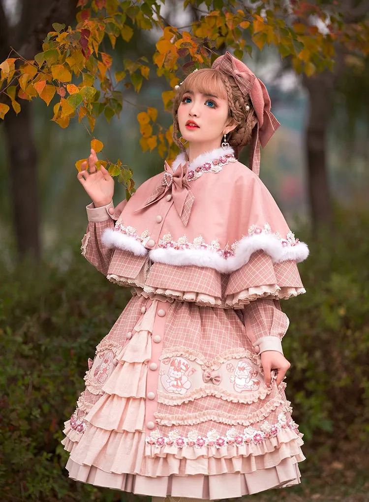 Youpairui~Helford~Sweet Coordinated Lolita Suit Pink Plaid Lolita SK Set