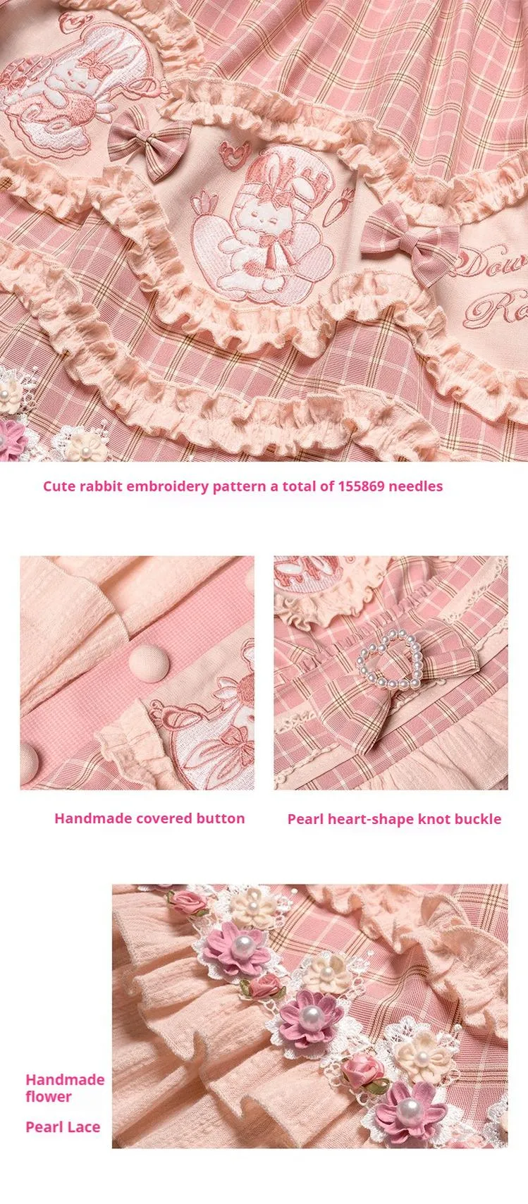 Youpairui~Helford~Sweet Coordinated Lolita Suit Pink Plaid Lolita SK Set