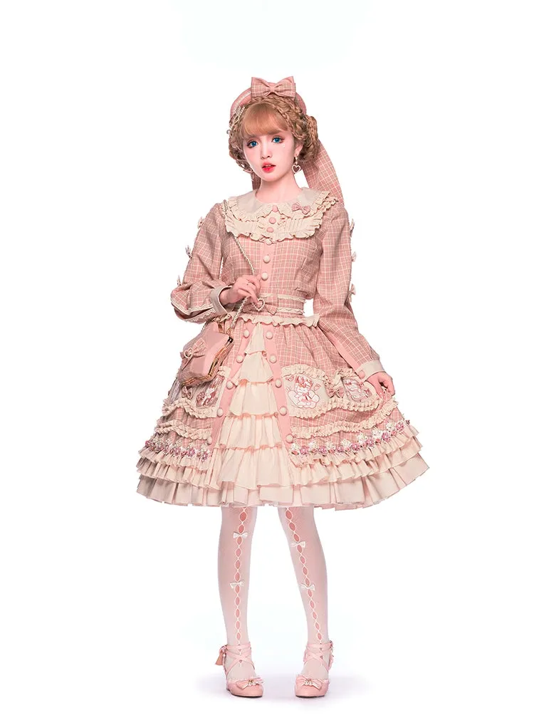 Youpairui~Helford~Sweet Coordinated Lolita Suit Pink Plaid Lolita SK Set